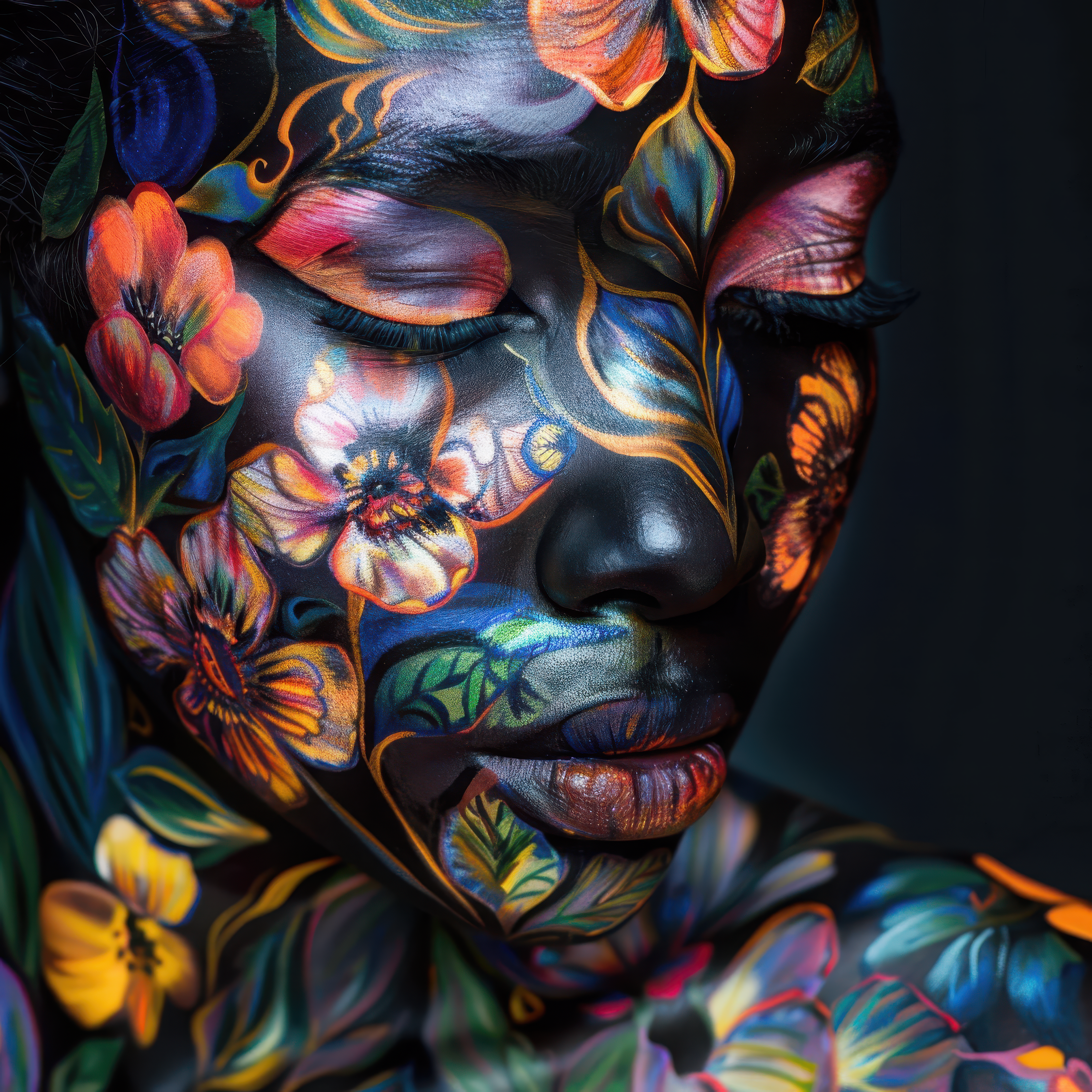 Colorfull Flower Art Bodypaint 5
