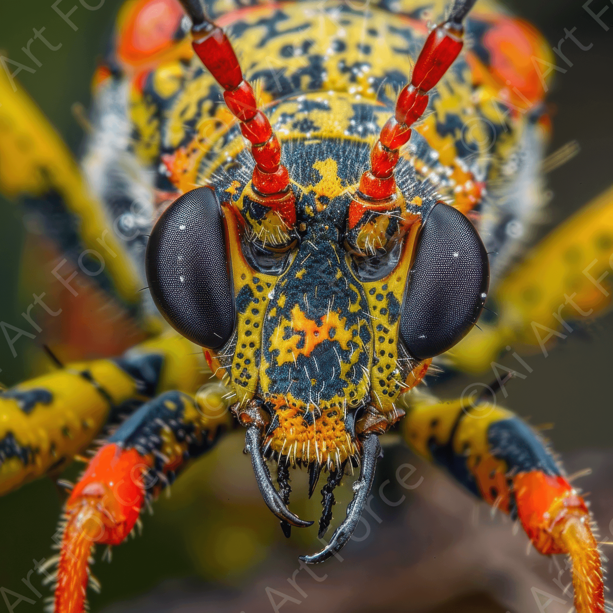 Digital Ai Artwork, of Macro Shot of a Colorfull Insect, ideal for art enthusiasts and collectors.