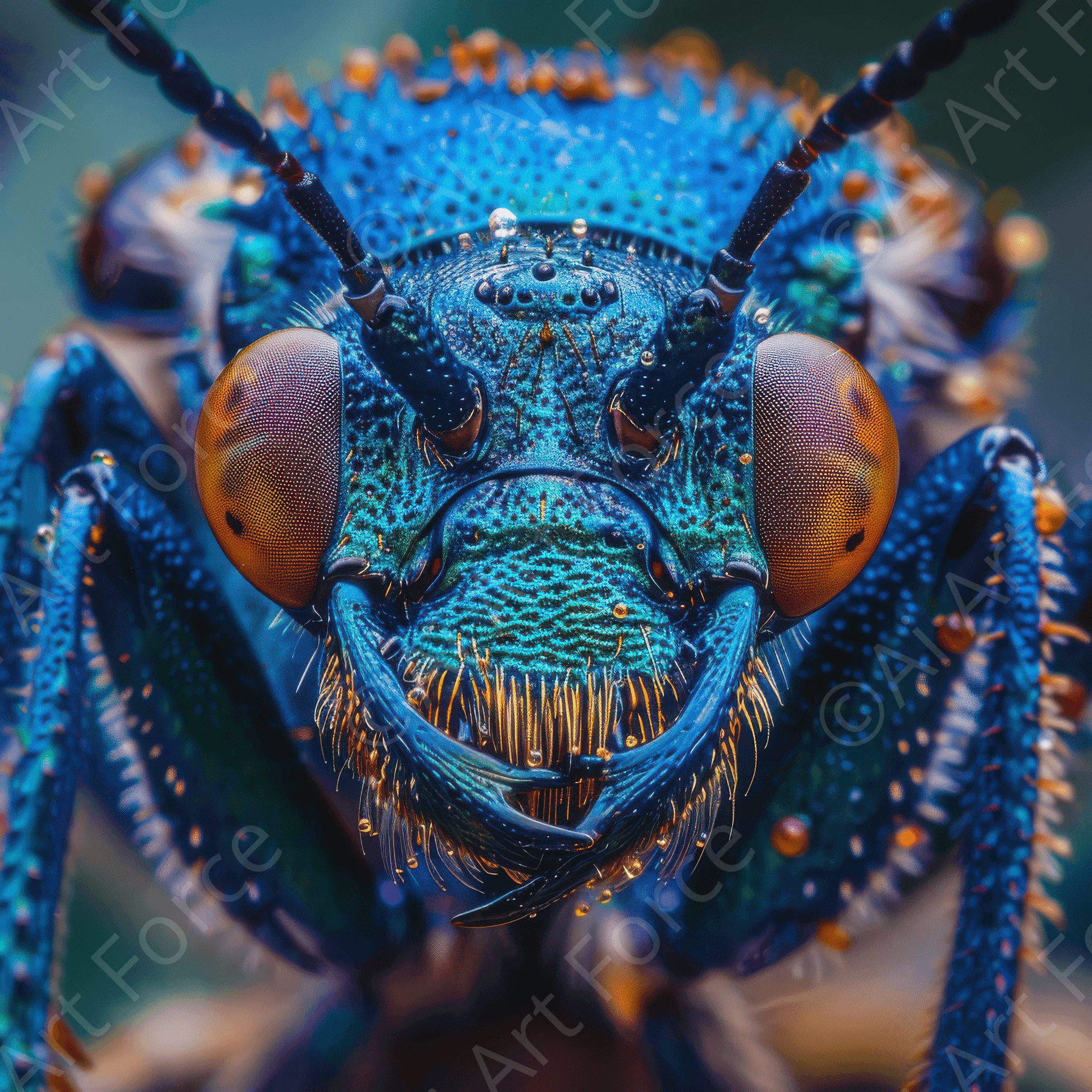 Digital Ai Artwork, of Macro Shot of a Colorfull Insect 3, ideal for art enthusiasts and collectors.