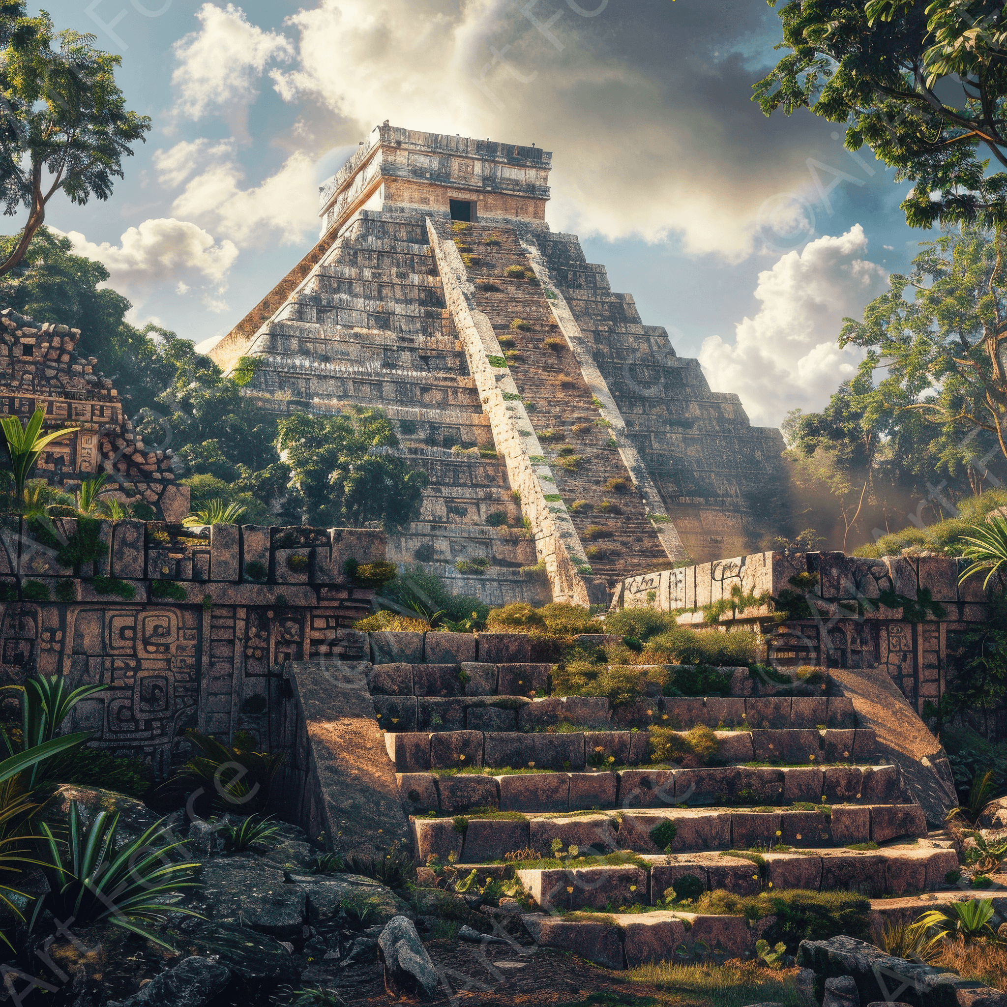 Digital Ai Artwork, of Mayan Historical site 3, ideal for art enthusiasts and collectors.