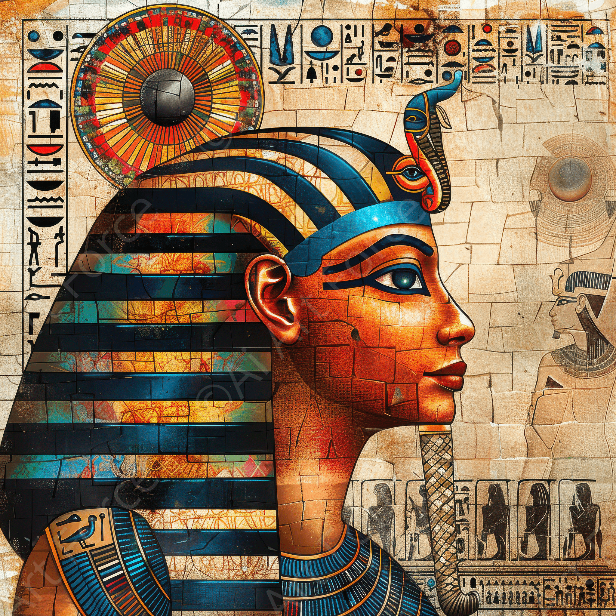 Digital Ai Artwork, of Old culture of Egypt in abstract style 2, ideal for art enthusiasts and collectors.