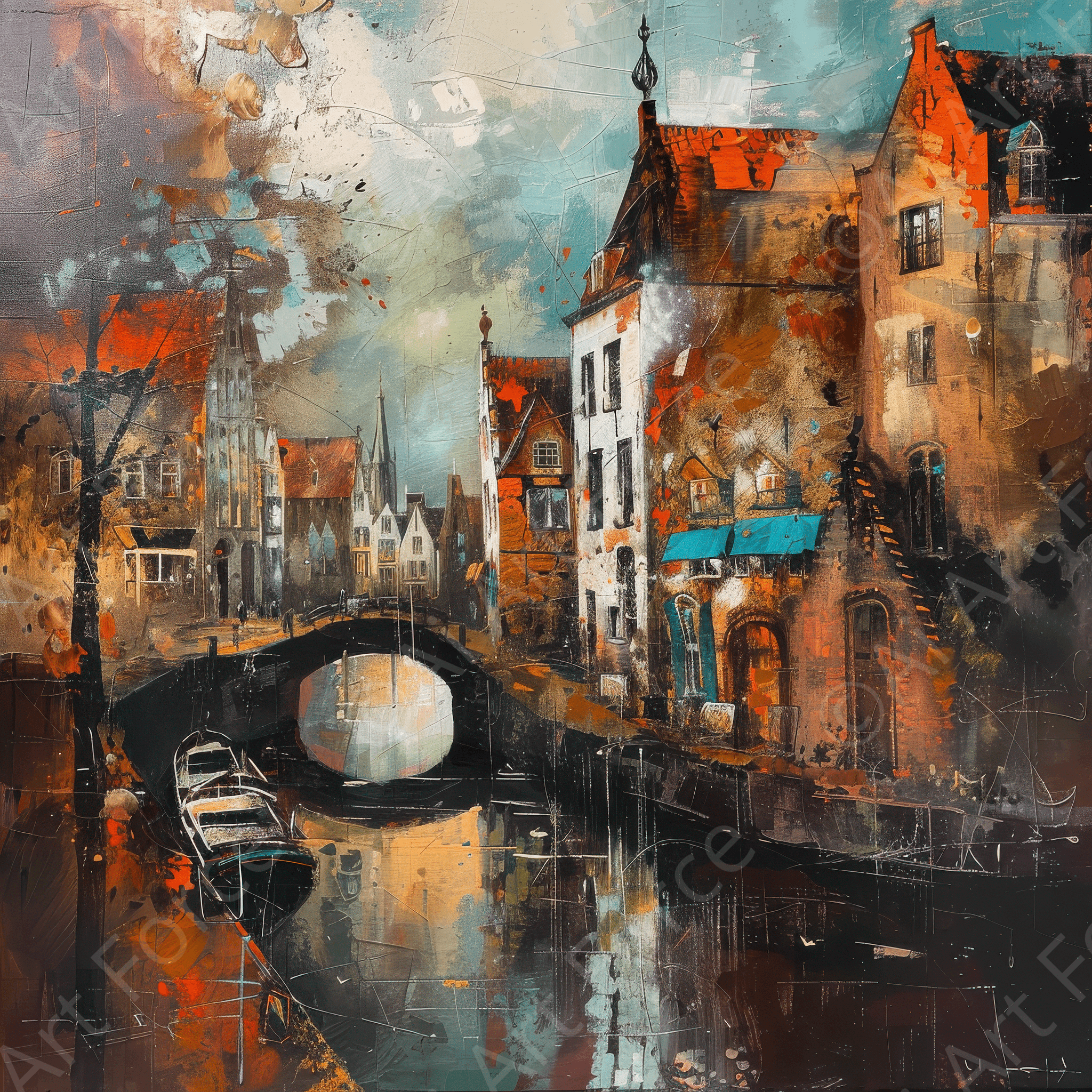 Digital Ai Artwork, of Old culture of the Netherlands in abstract style 6, ideal for art enthusiasts and collectors.