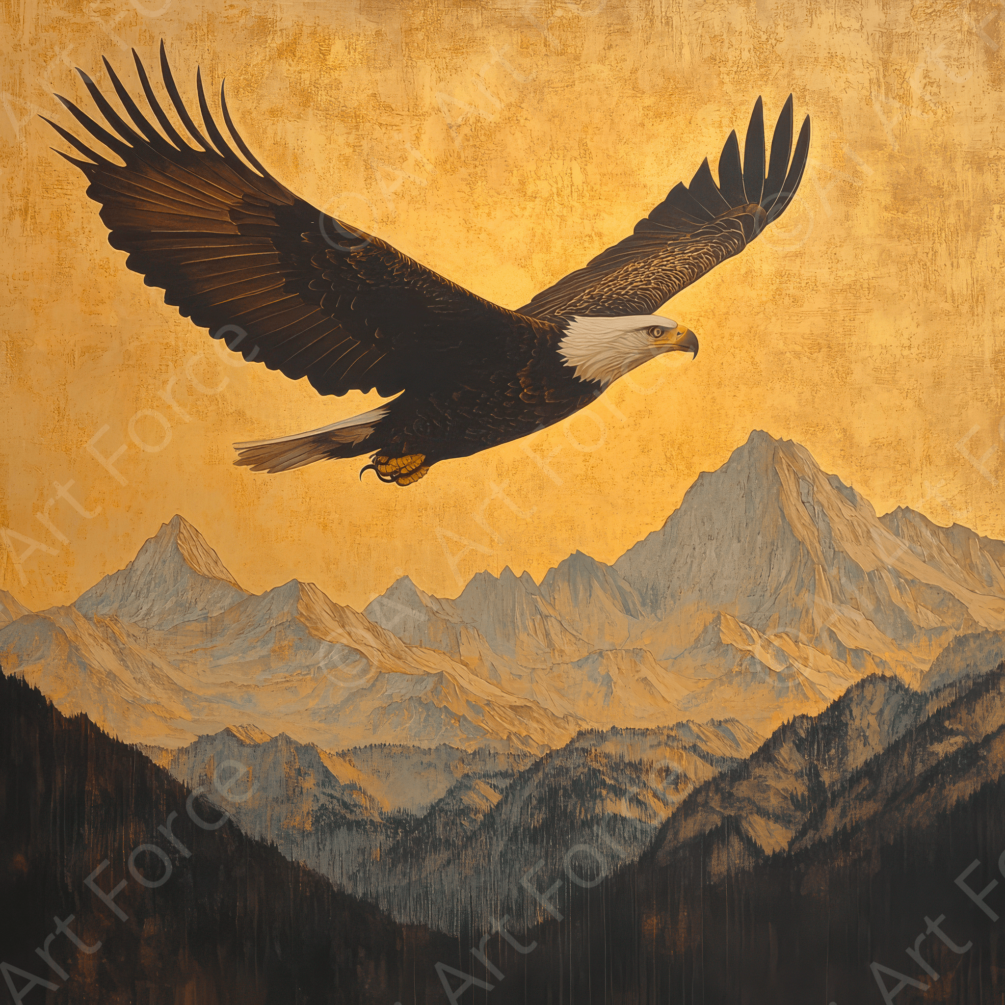 Digital Ai Artwork, of Eagle Soaring Over Mountains 2, ideal for art enthusiasts and collectors.