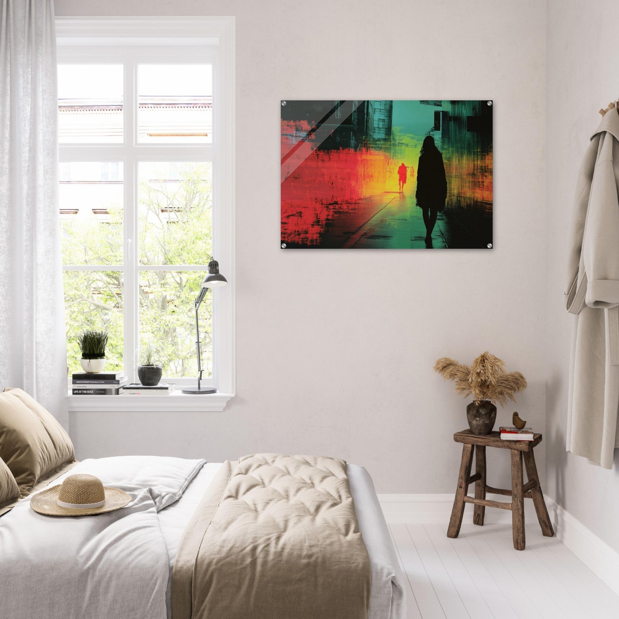 Acrylic Print Landscape - A city where neon lights create impossible rifle 2 - Shop Ai Art WebShop - Digital Art online Store
