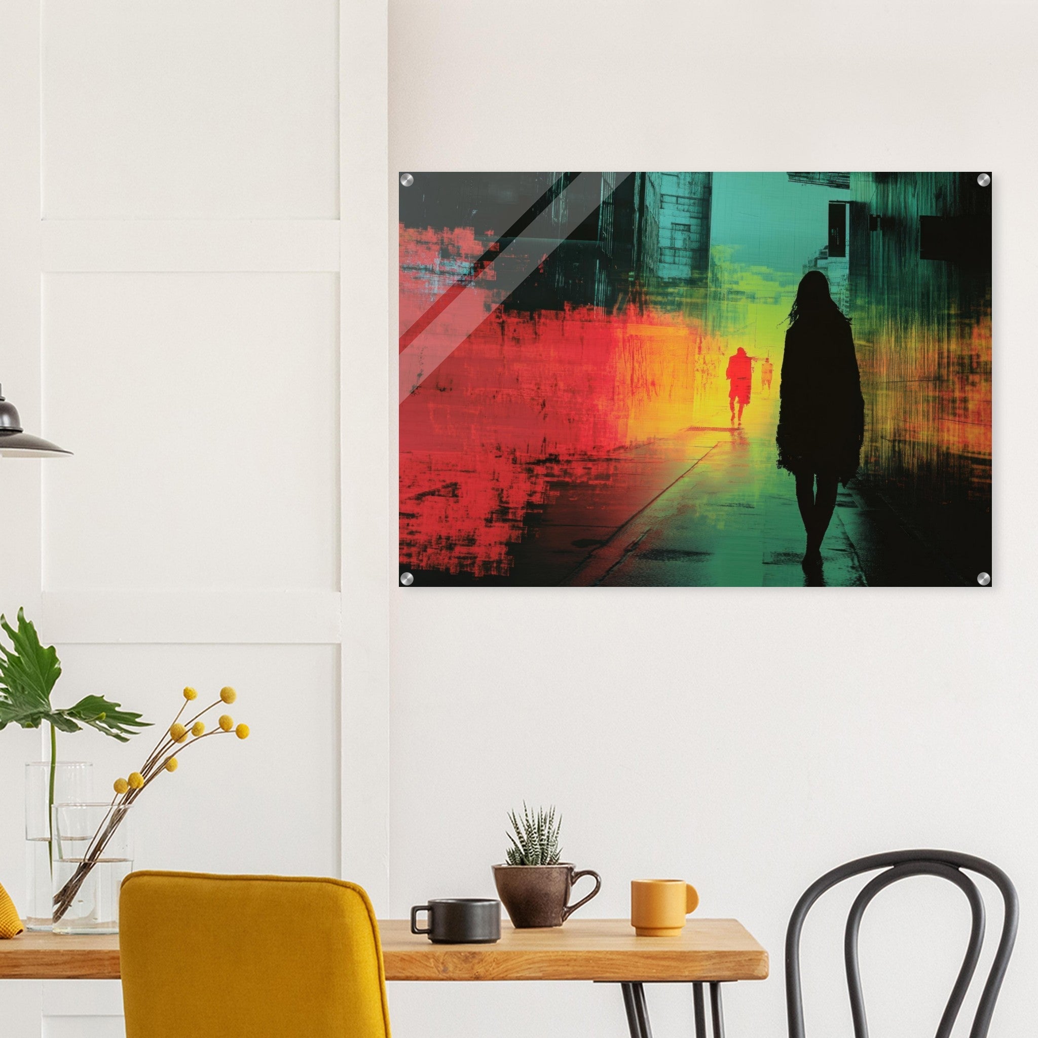 Acrylic Print Landscape - A city where neon lights create impossible rifle 2 - Shop Ai Art WebShop - Digital Art online Store