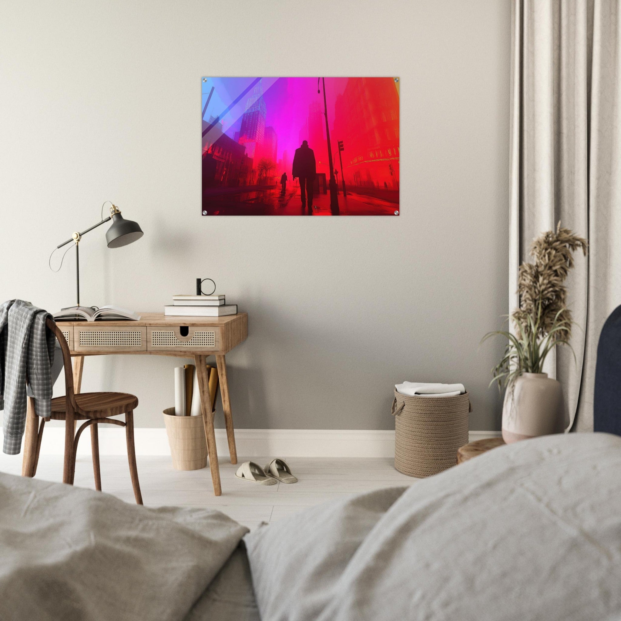 Acrylic Print Landscape - A city where neon lights create impossible rifle - Ai Art Force