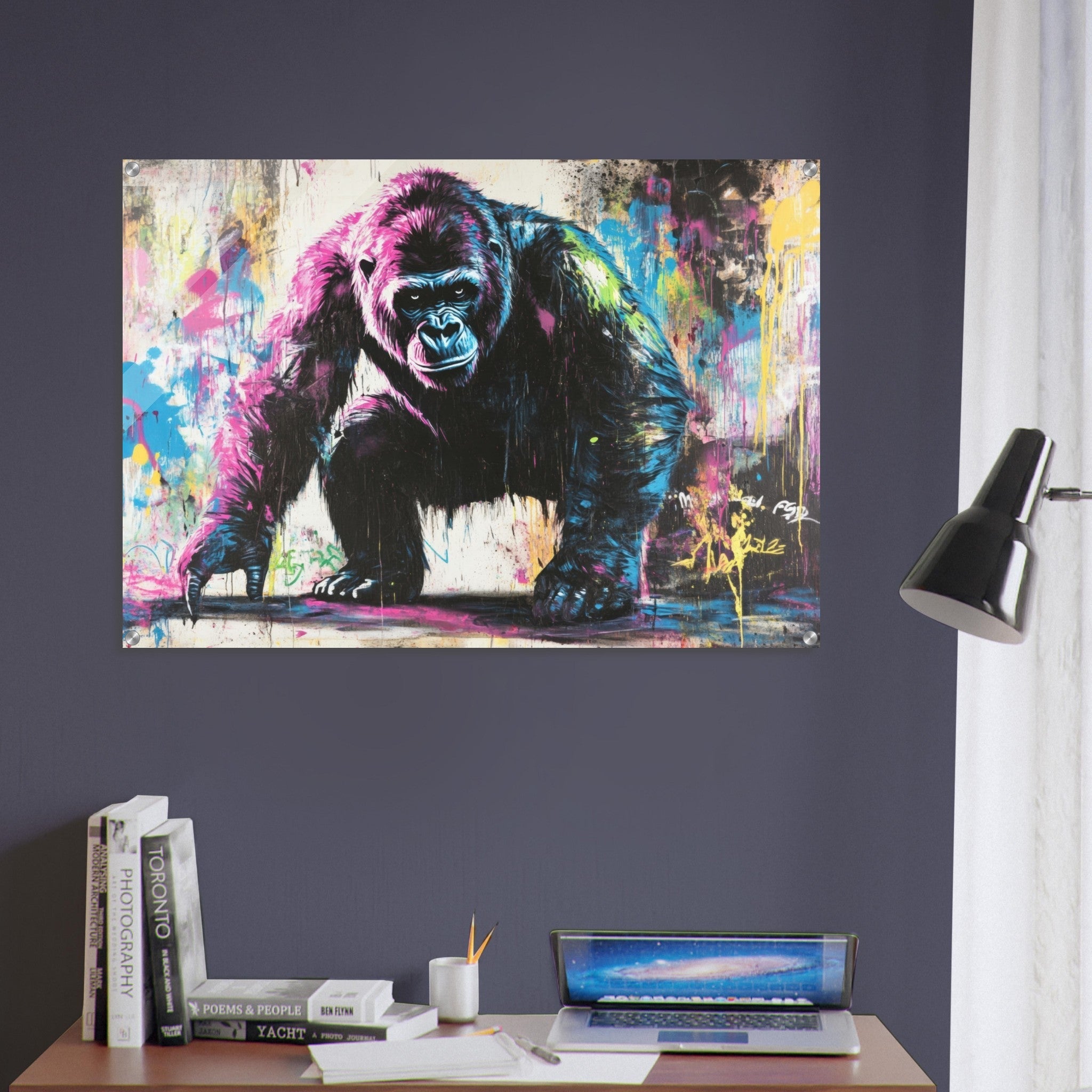 Acrylic Print Landscape - Graffiti - Style Street Art Gorilla A powerful 3 - Shop Ai Art WebShop - Digital Art online Store