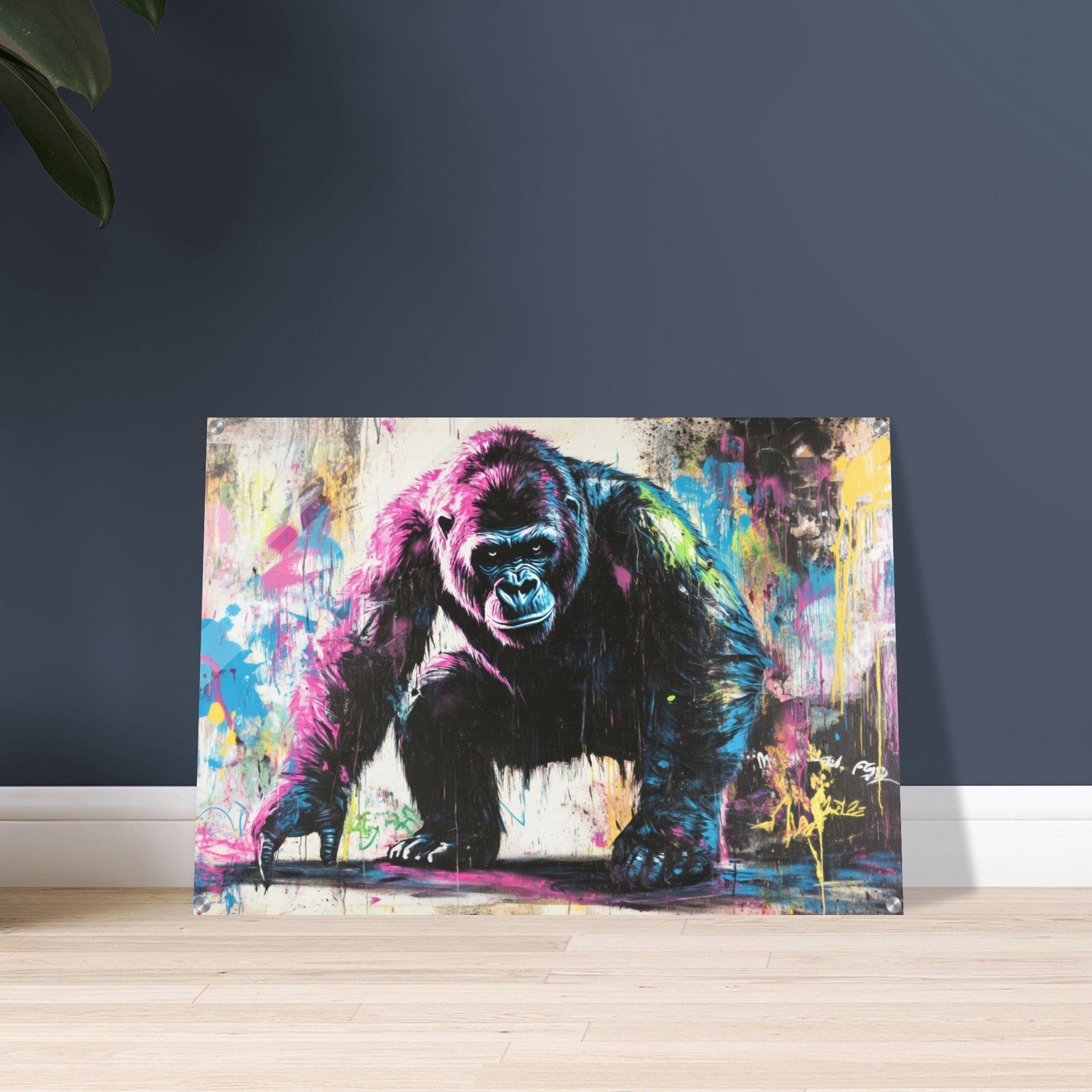 Acrylic Print Landscape - Graffiti - Style Street Art Gorilla A powerful 3 - Shop Ai Art WebShop - Digital Art online Store