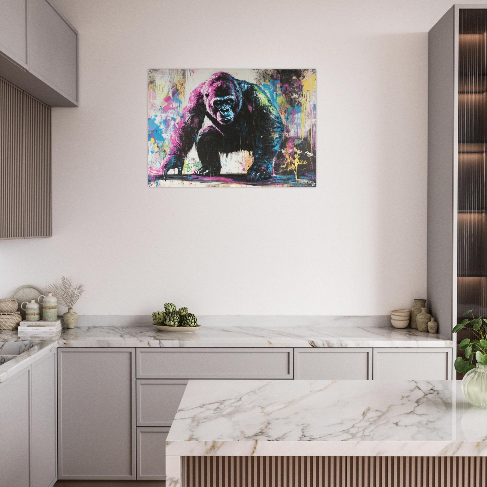 Acrylic Print Landscape - Graffiti - Style Street Art Gorilla A powerful 3 - Shop Ai Art WebShop - Digital Art online Store