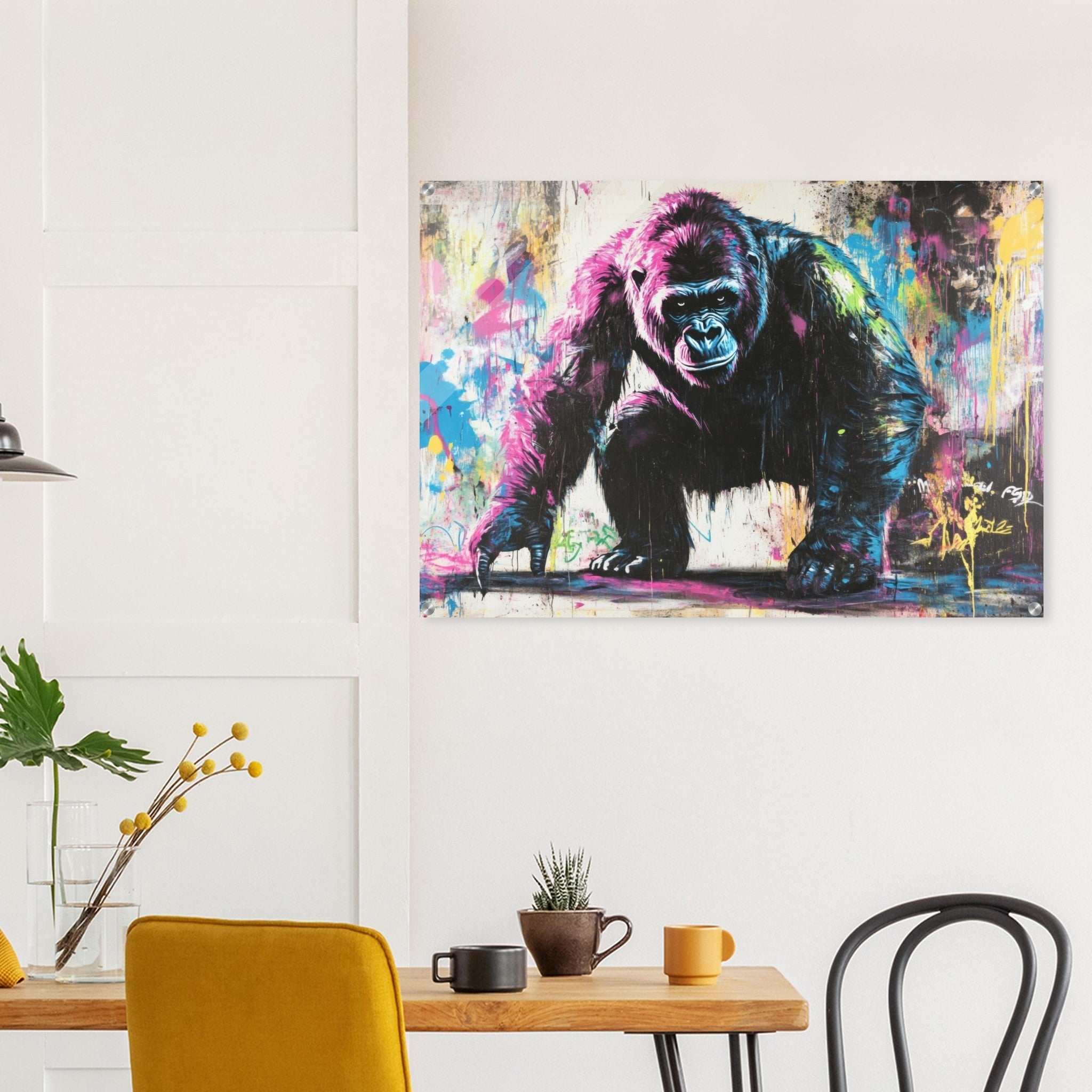 Acrylic Print Landscape - Graffiti - Style Street Art Gorilla A powerful 3 - Shop Ai Art WebShop - Digital Art online Store