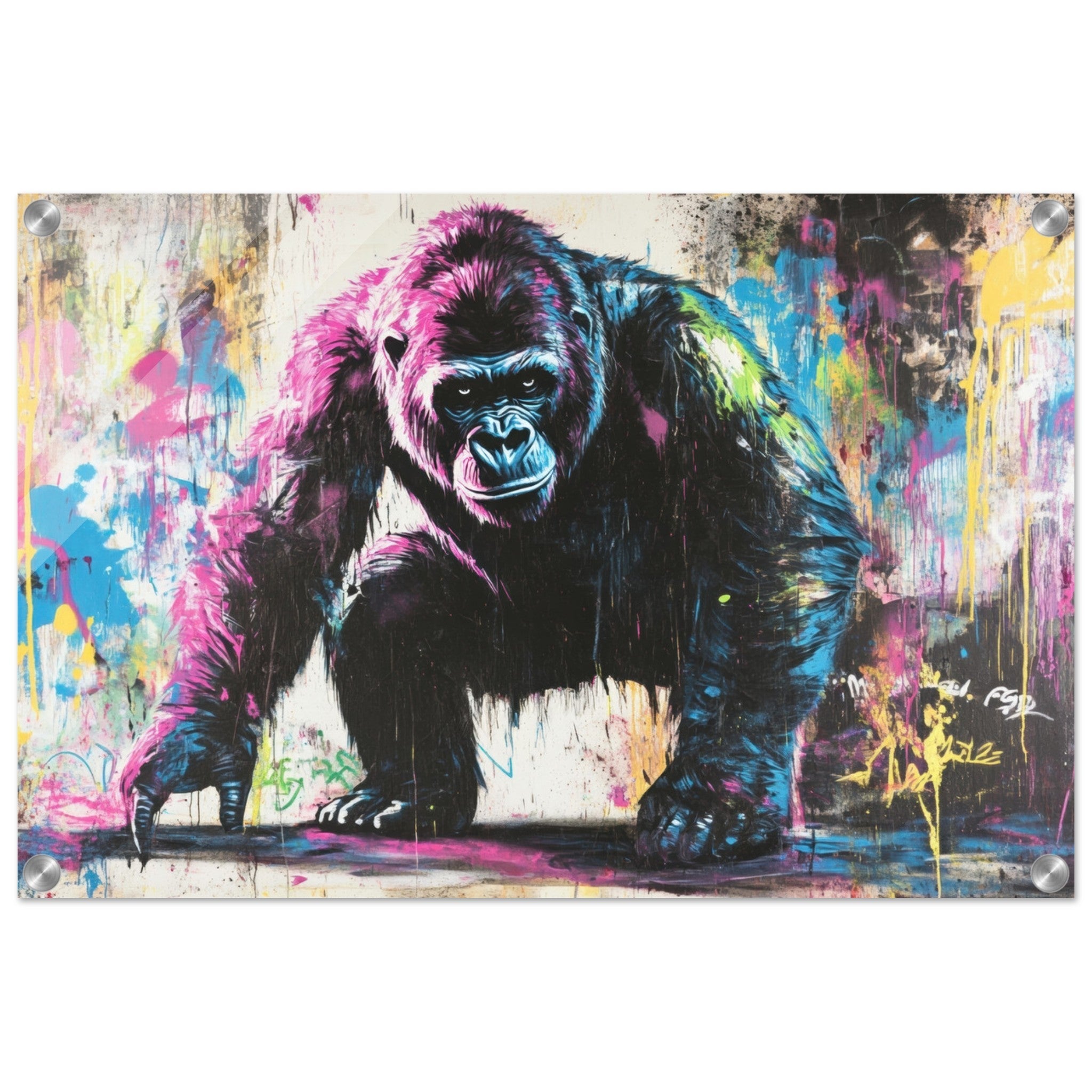 Acrylic Print Landscape - Graffiti - Style Street Art Gorilla A powerful 3 - Shop Ai Art WebShop - Digital Art online Store