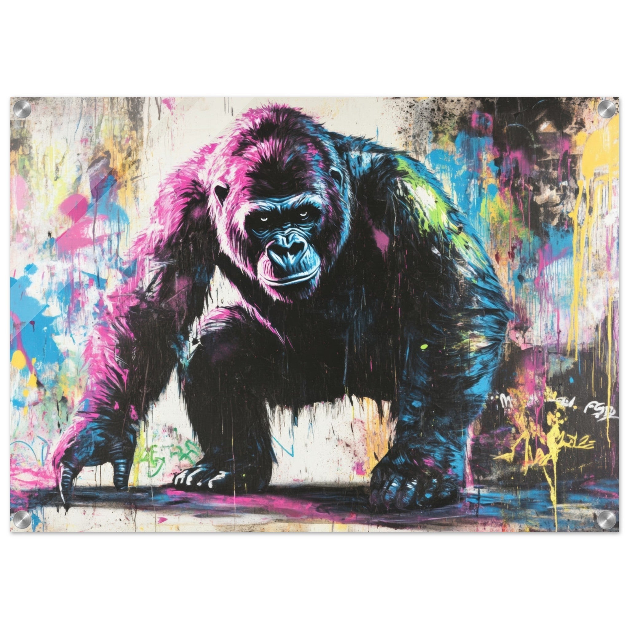 Acrylic Print Landscape - Graffiti - Style Street Art Gorilla A powerful 3 - Shop Ai Art WebShop - Digital Art online Store
