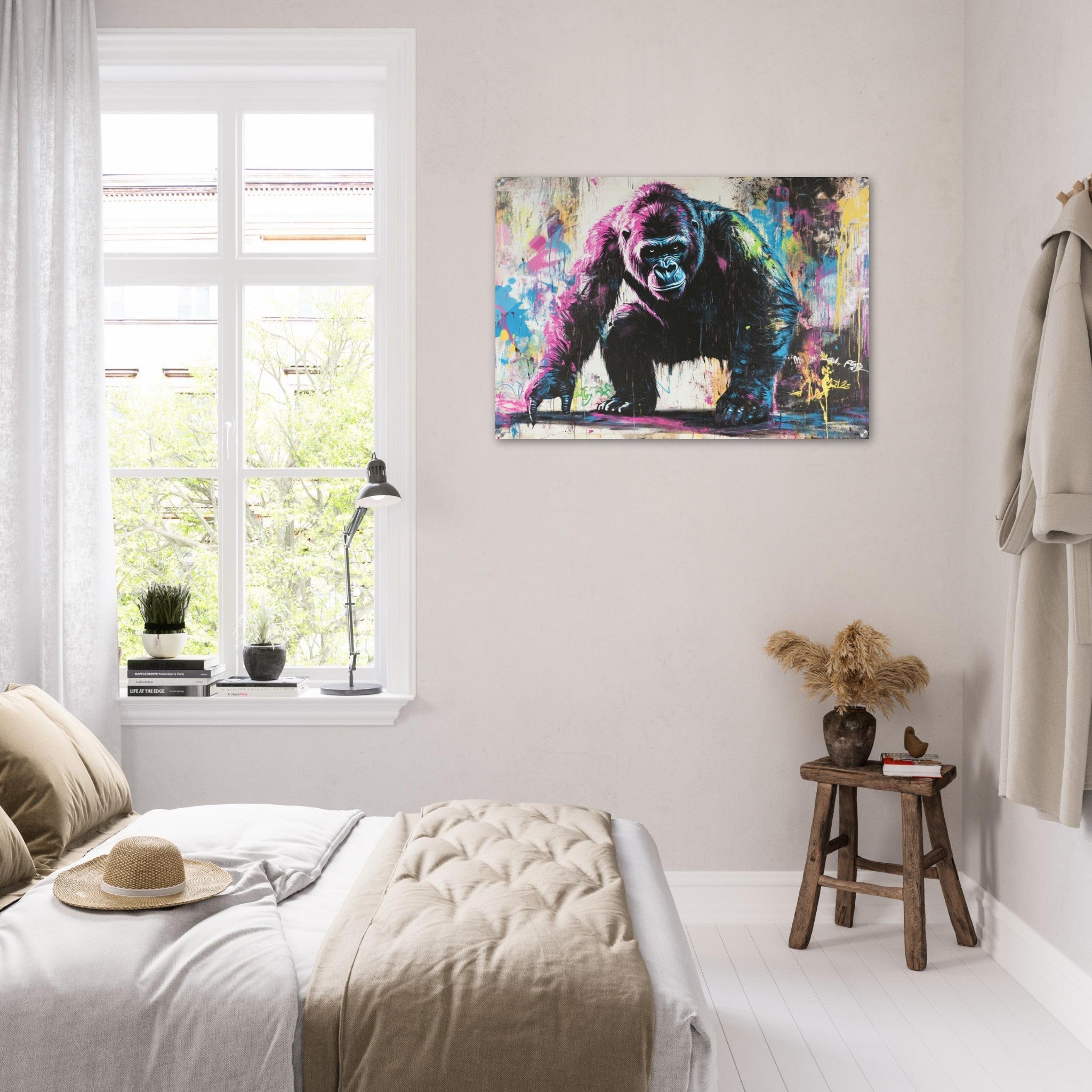 Acrylic Print Landscape - Graffiti - Style Street Art Gorilla A powerful 3 - Shop Ai Art WebShop - Digital Art online Store