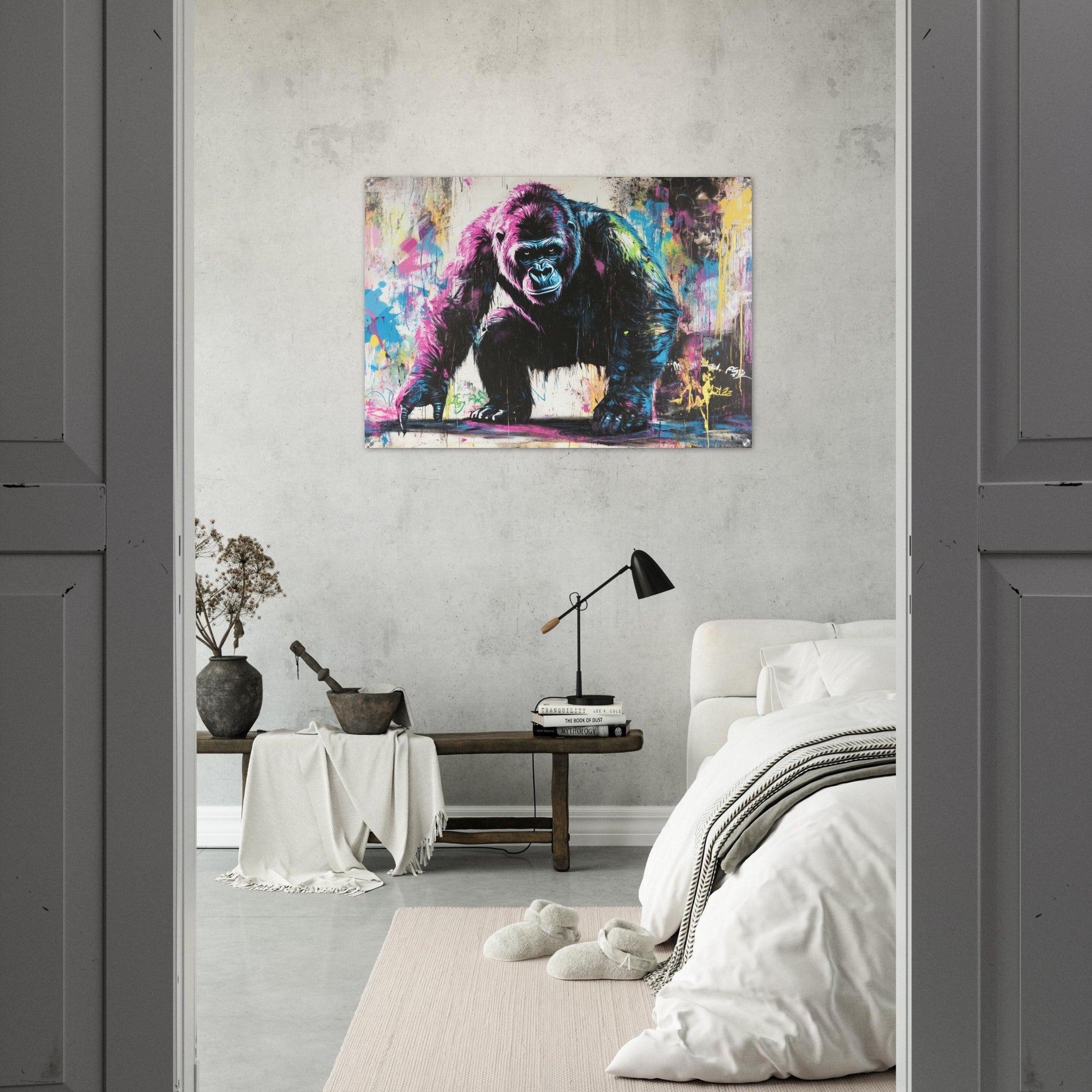 Acrylic Print Landscape - Graffiti - Style Street Art Gorilla A powerful 3 - Shop Ai Art WebShop - Digital Art online Store