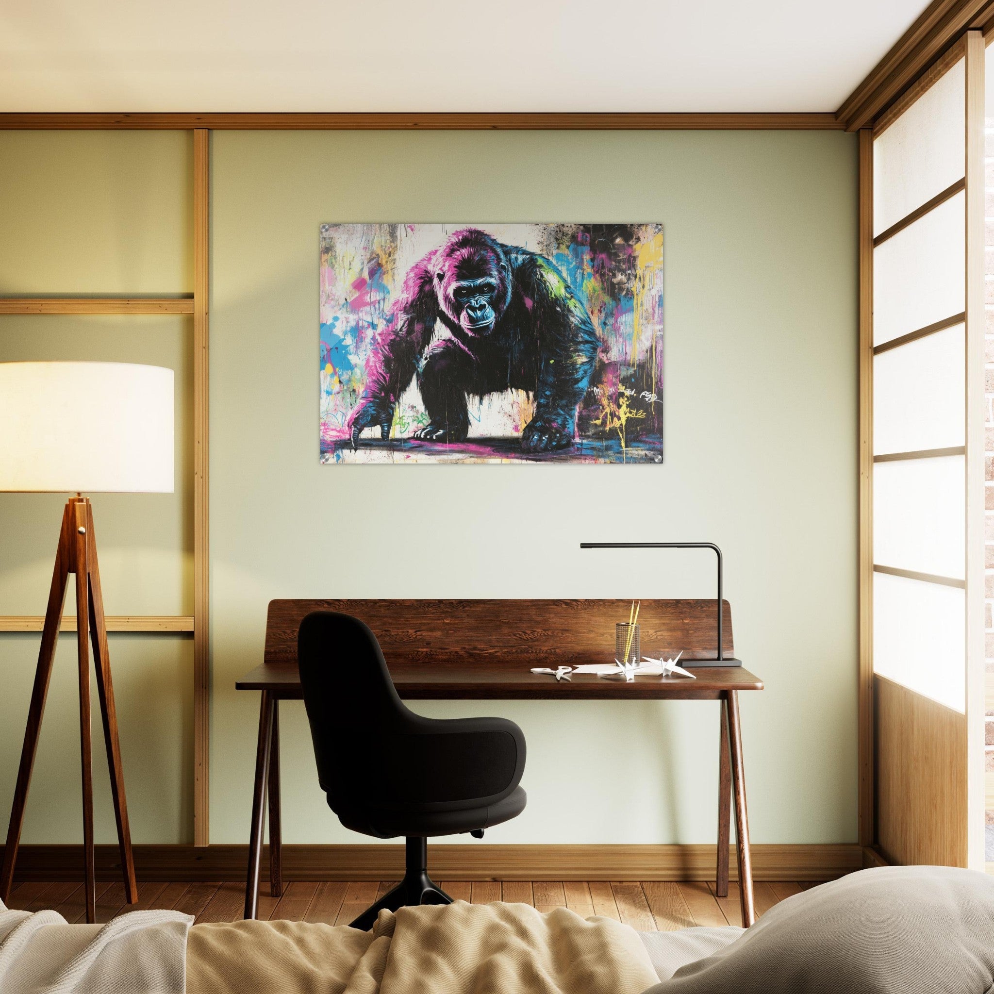 Acrylic Print Landscape - Graffiti - Style Street Art Gorilla A powerful 3 - Shop Ai Art WebShop - Digital Art online Store
