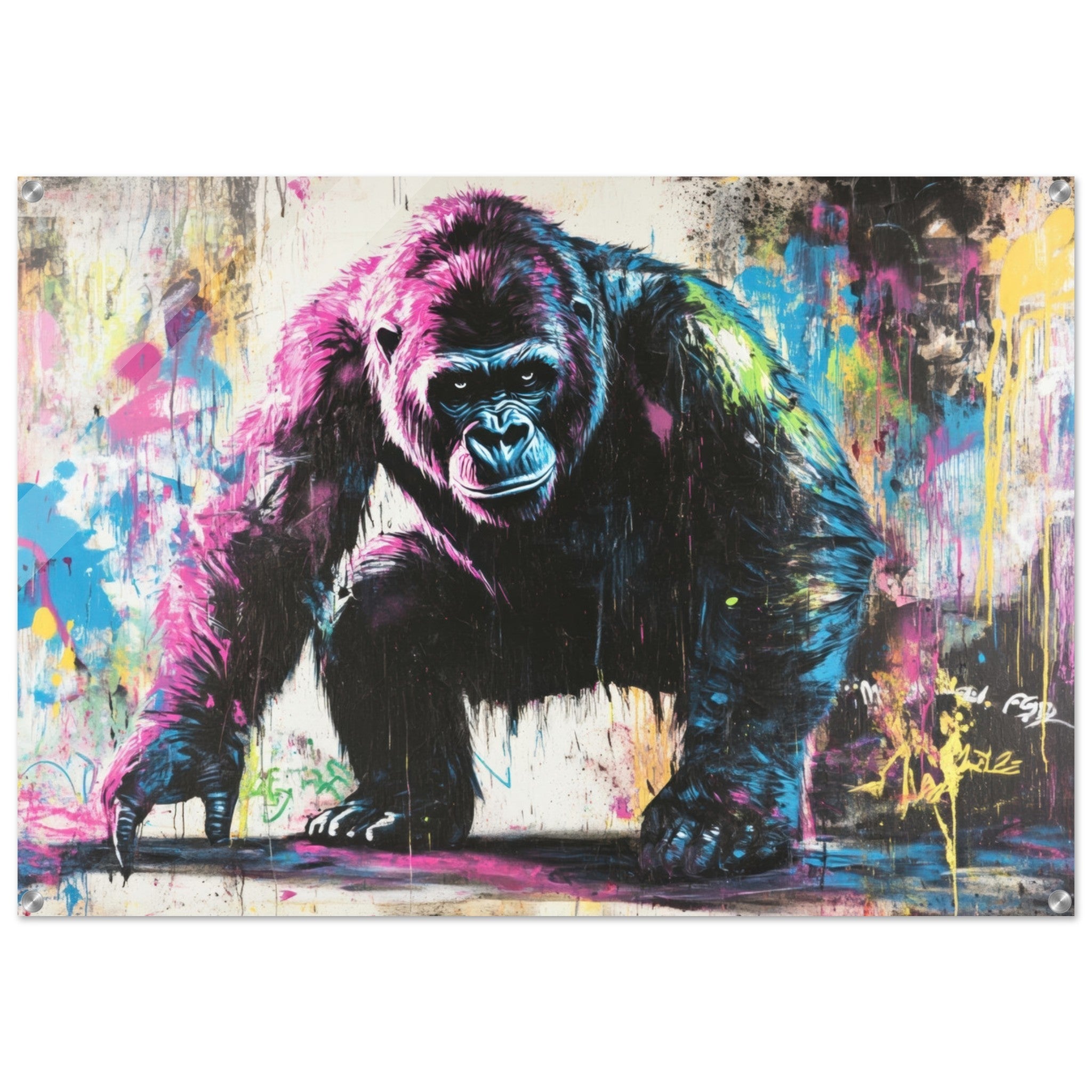 Acrylic Print Landscape - Graffiti - Style Street Art Gorilla A powerful 3 - Shop Ai Art WebShop - Digital Art online Store
