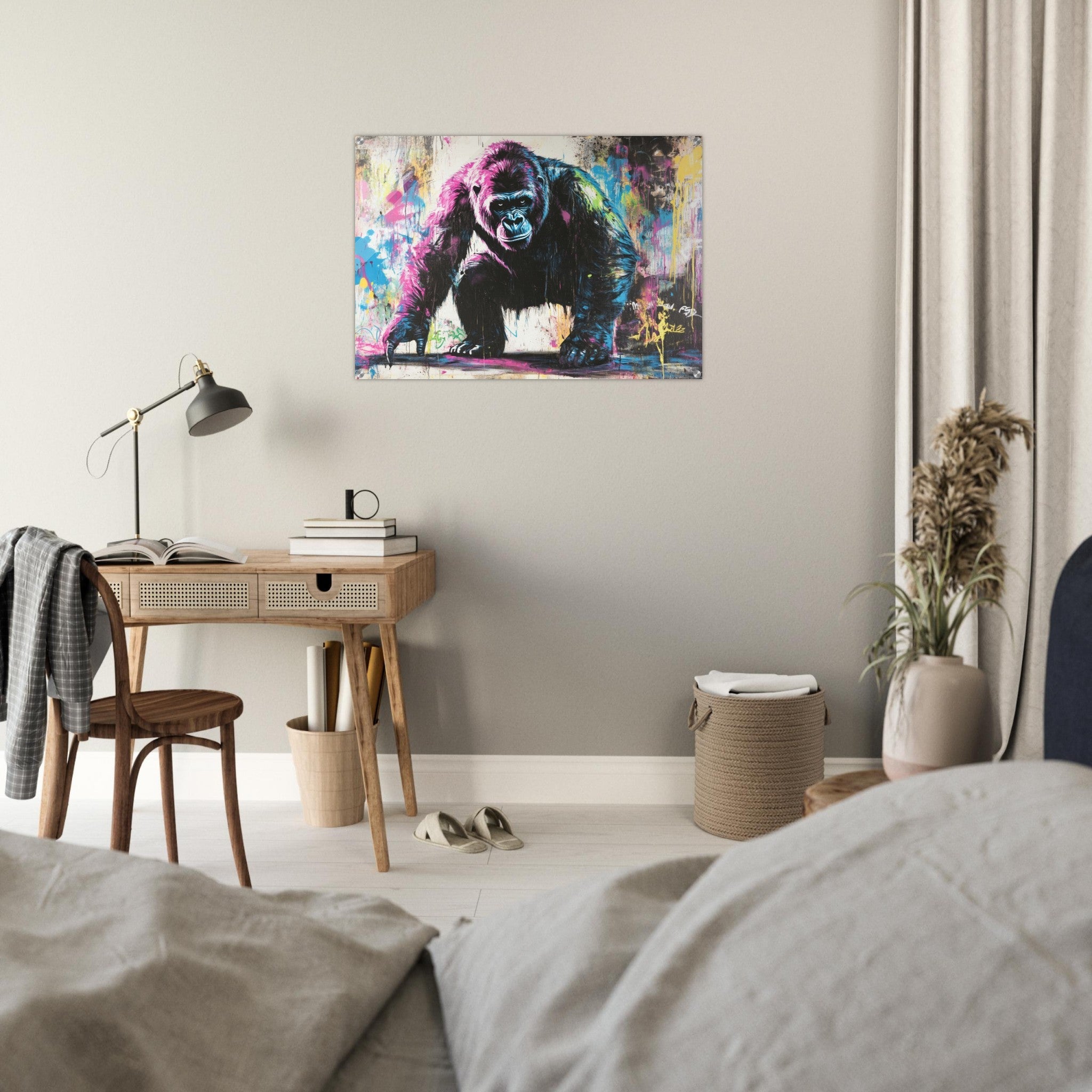 Acrylic Print Landscape - Graffiti - Style Street Art Gorilla A powerful 3 - Shop Ai Art WebShop - Digital Art online Store