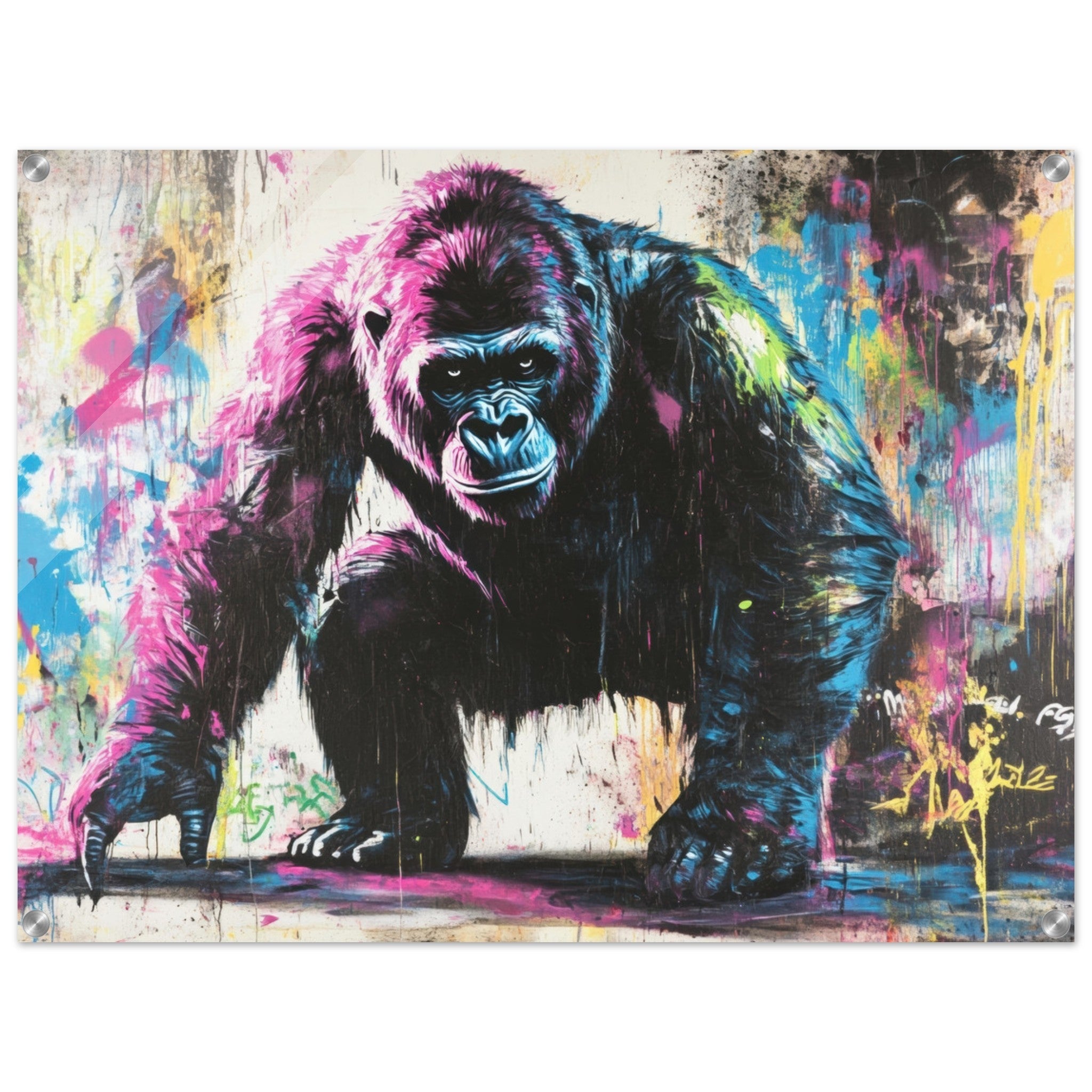 Acrylic Print Landscape - Graffiti - Style Street Art Gorilla A powerful 3 - Shop Ai Art WebShop - Digital Art online Store