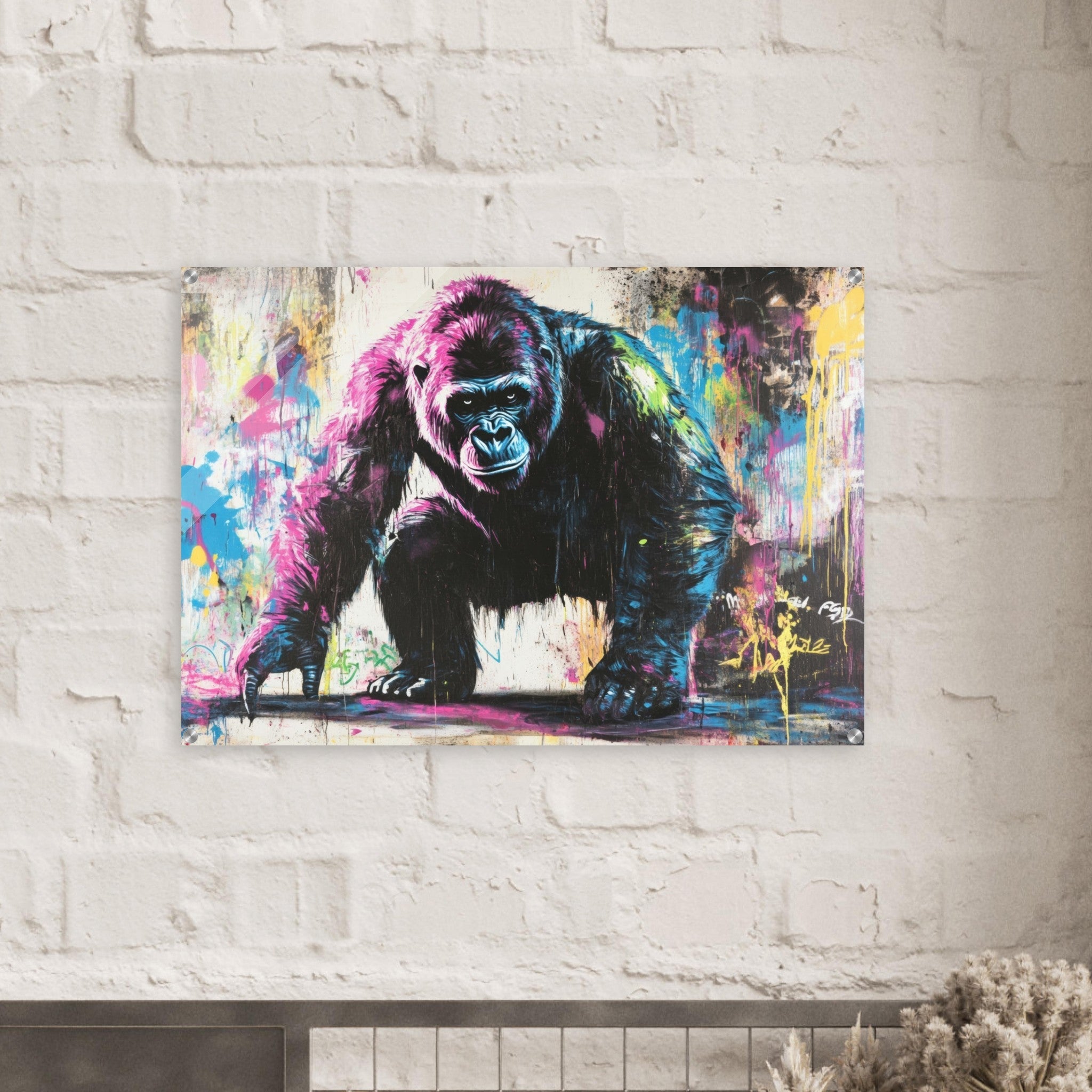 Acrylic Print Landscape - Graffiti - Style Street Art Gorilla A powerful 3 - Shop Ai Art WebShop - Digital Art online Store