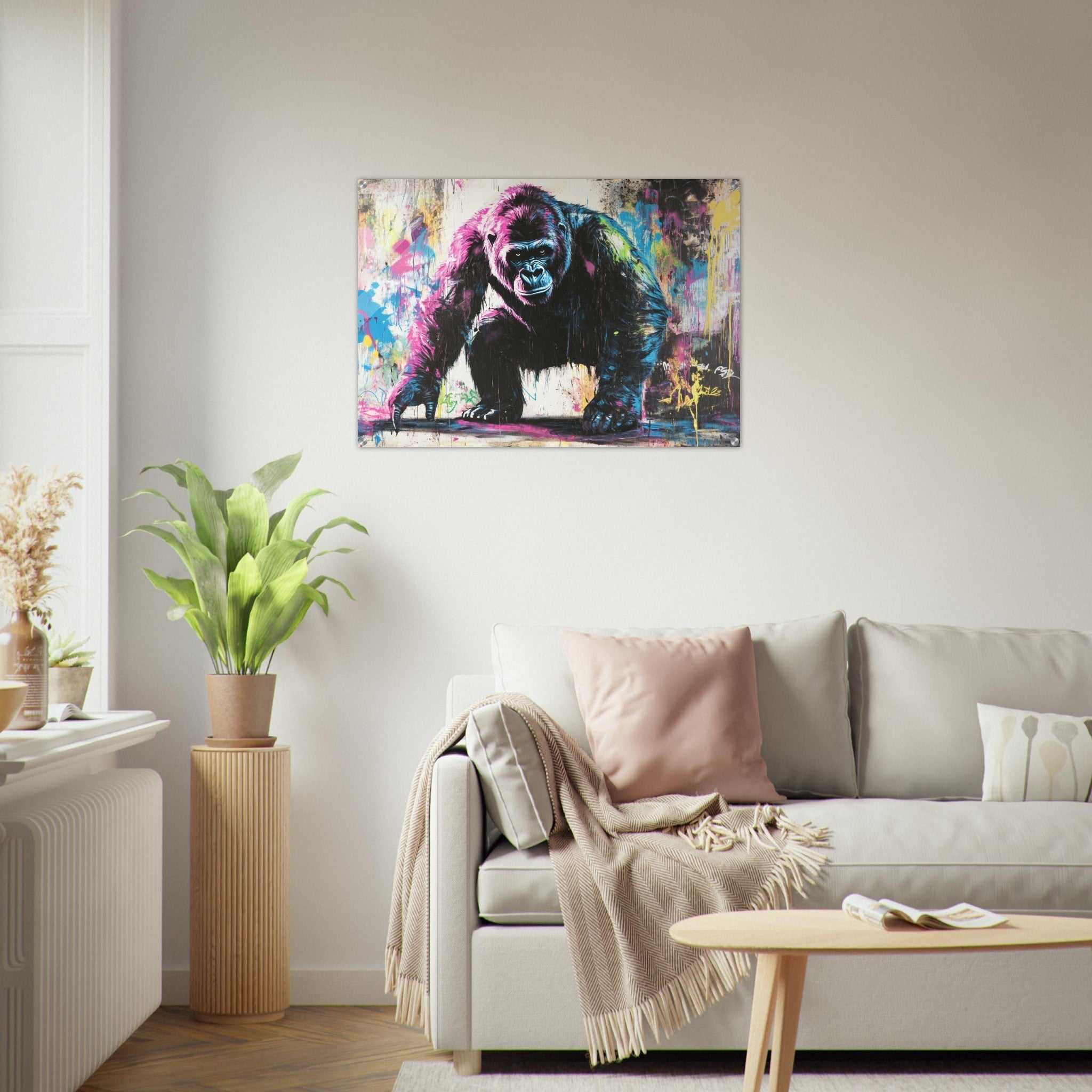 Acrylic Print Landscape - Graffiti - Style Street Art Gorilla A powerful 3 - Shop Ai Art WebShop - Digital Art online Store