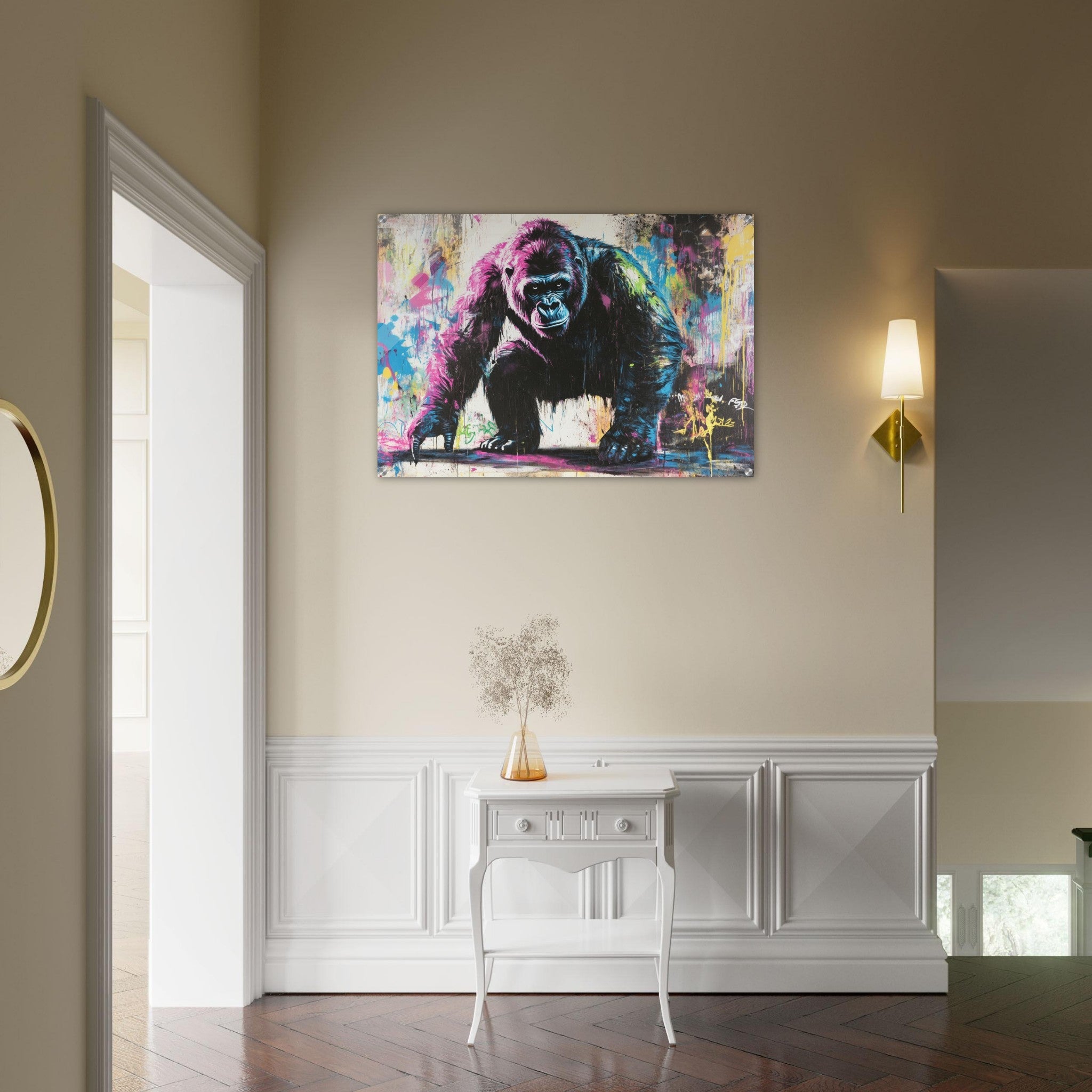 Acrylic Print Landscape - Graffiti - Style Street Art Gorilla A powerful 3 - Shop Ai Art WebShop - Digital Art online Store