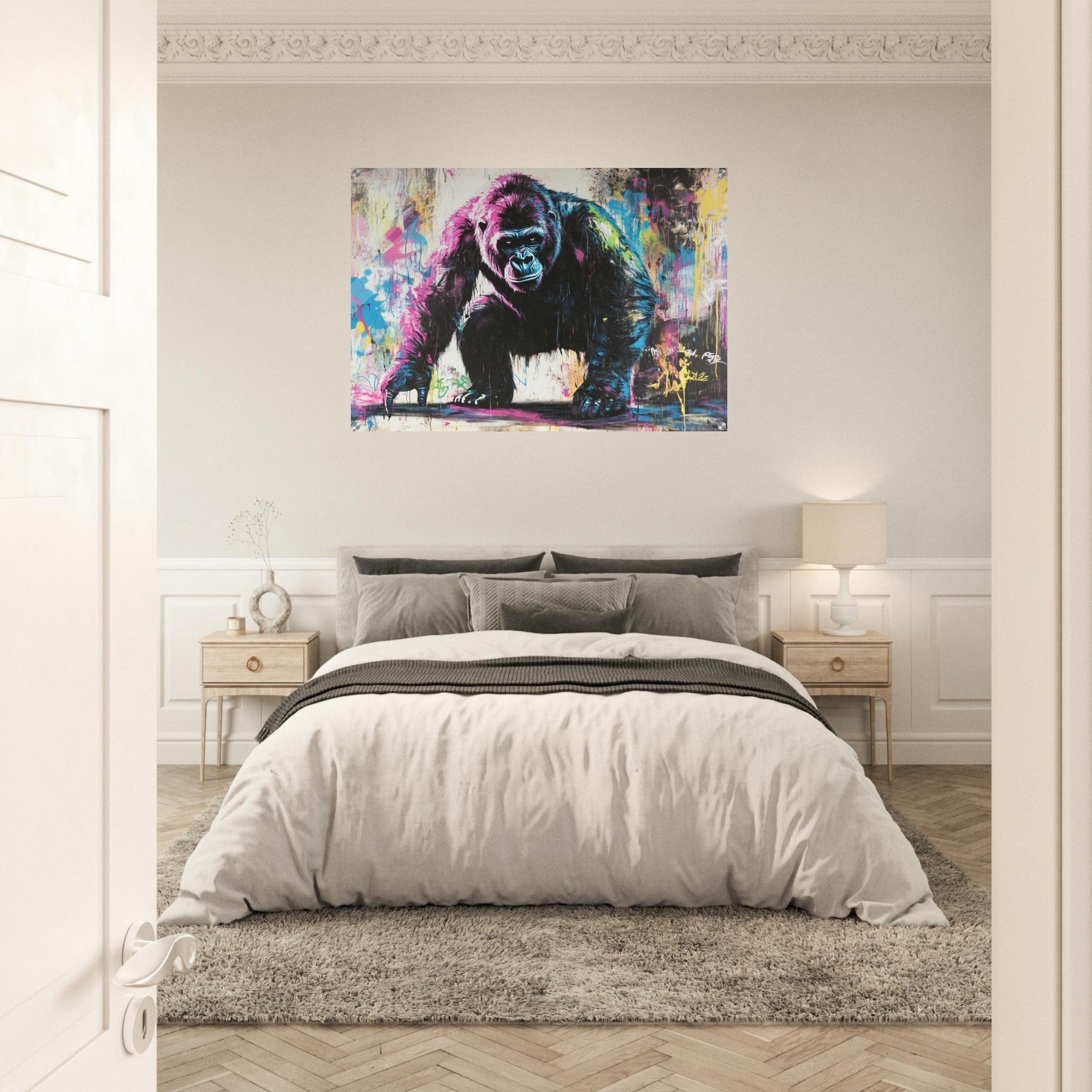 Acrylic Print Landscape - Graffiti - Style Street Art Gorilla A powerful 3 - Shop Ai Art WebShop - Digital Art online Store