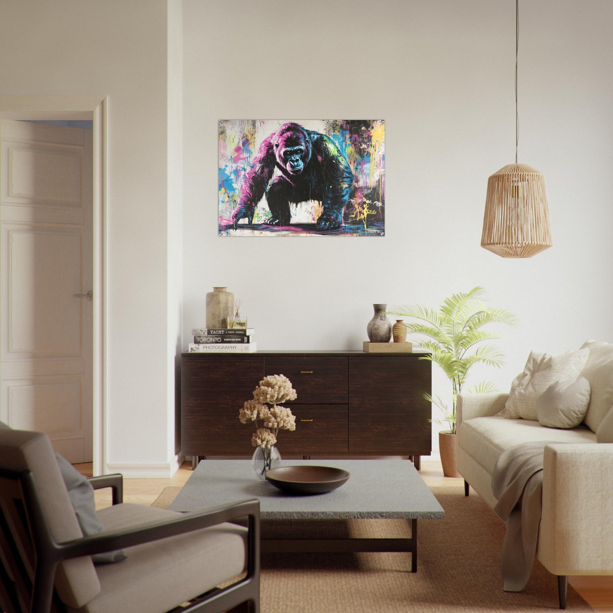 Acrylic Print Landscape - Graffiti - Style Street Art Gorilla A powerful 3 - Shop Ai Art WebShop - Digital Art online Store