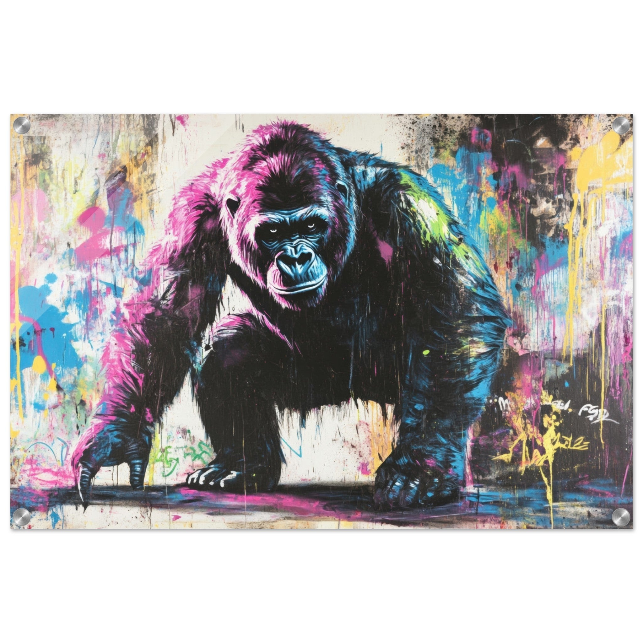 Acrylic Print Landscape - Graffiti - Style Street Art Gorilla A powerful 3 - Shop Ai Art WebShop - Digital Art online Store