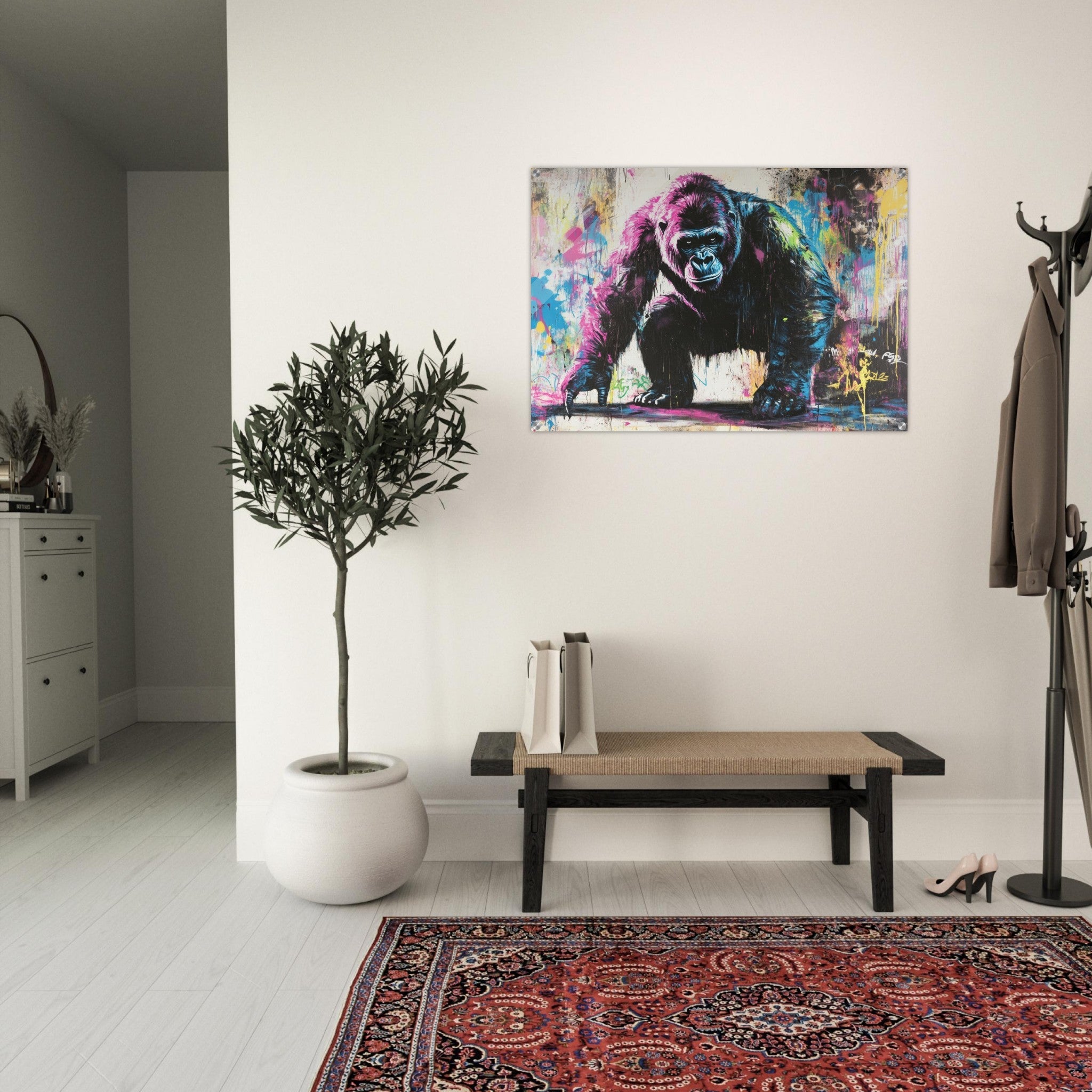 Acrylic Print Landscape - Graffiti - Style Street Art Gorilla A powerful 3 - Shop Ai Art WebShop - Digital Art online Store