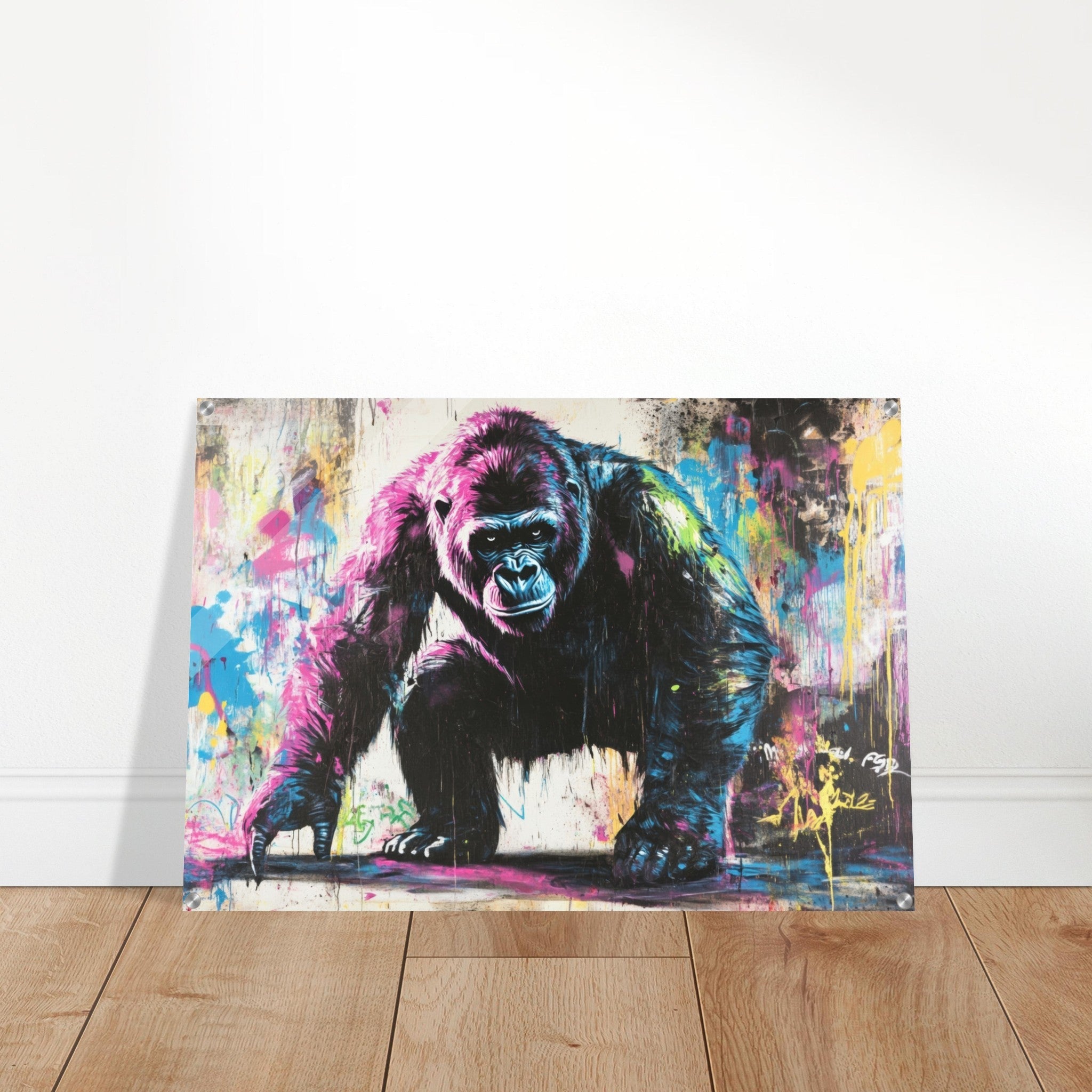Acrylic Print Landscape - Graffiti - Style Street Art Gorilla A powerful 3 - Shop Ai Art WebShop - Digital Art online Store