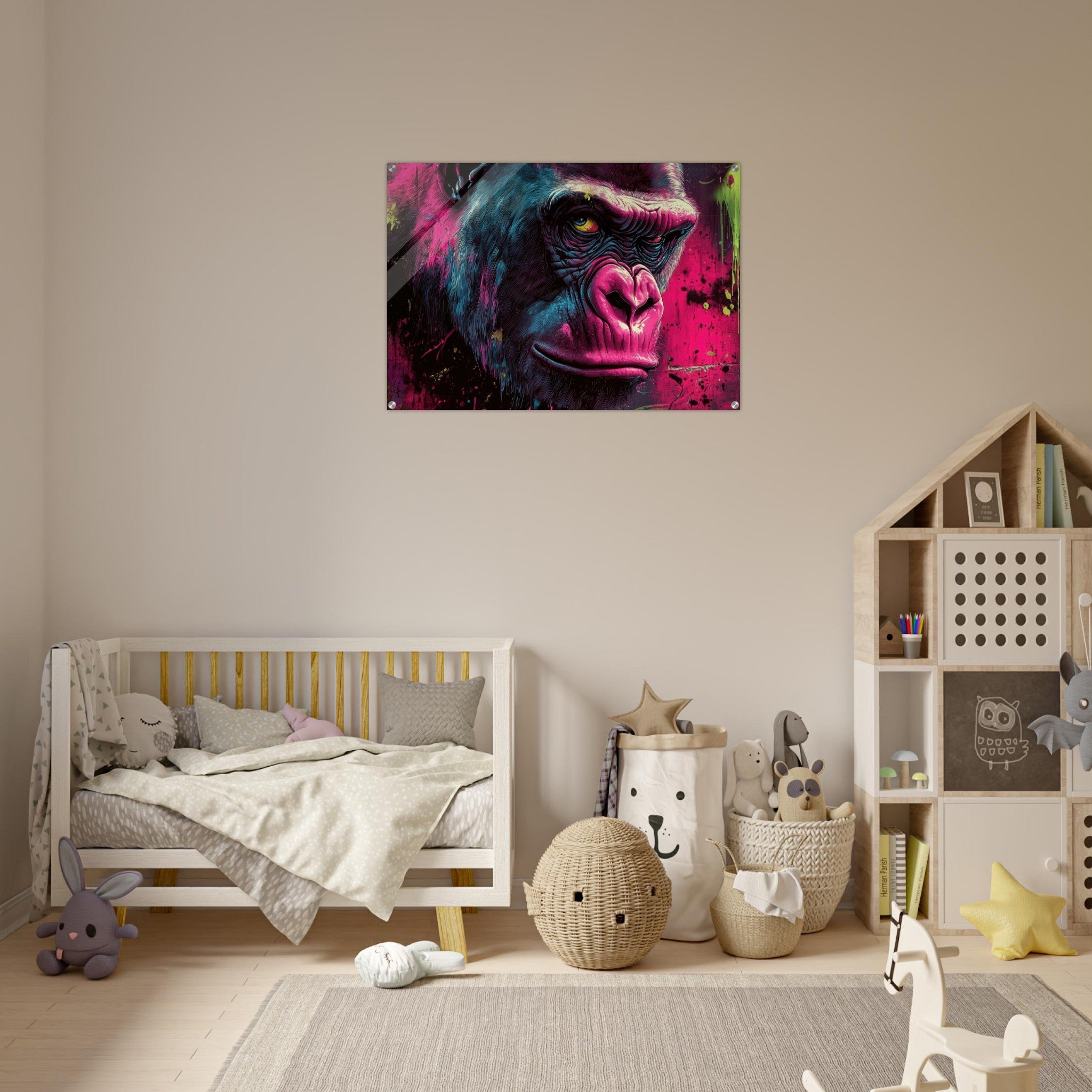 Acrylic Print Landscape - Graffiti - Style Street Art Gorilla A powerful 6 - Shop Ai Art WebShop - Digital Art online Store
