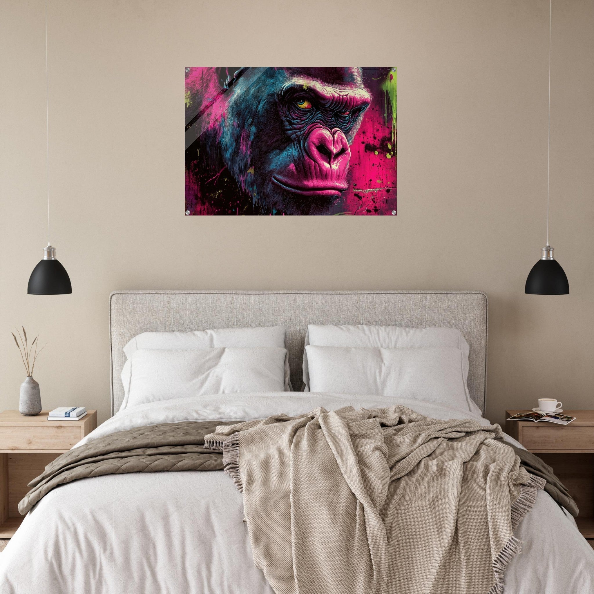 Acrylic Print Landscape - Graffiti - Style Street Art Gorilla A powerful 6 - Shop Ai Art WebShop - Digital Art online Store