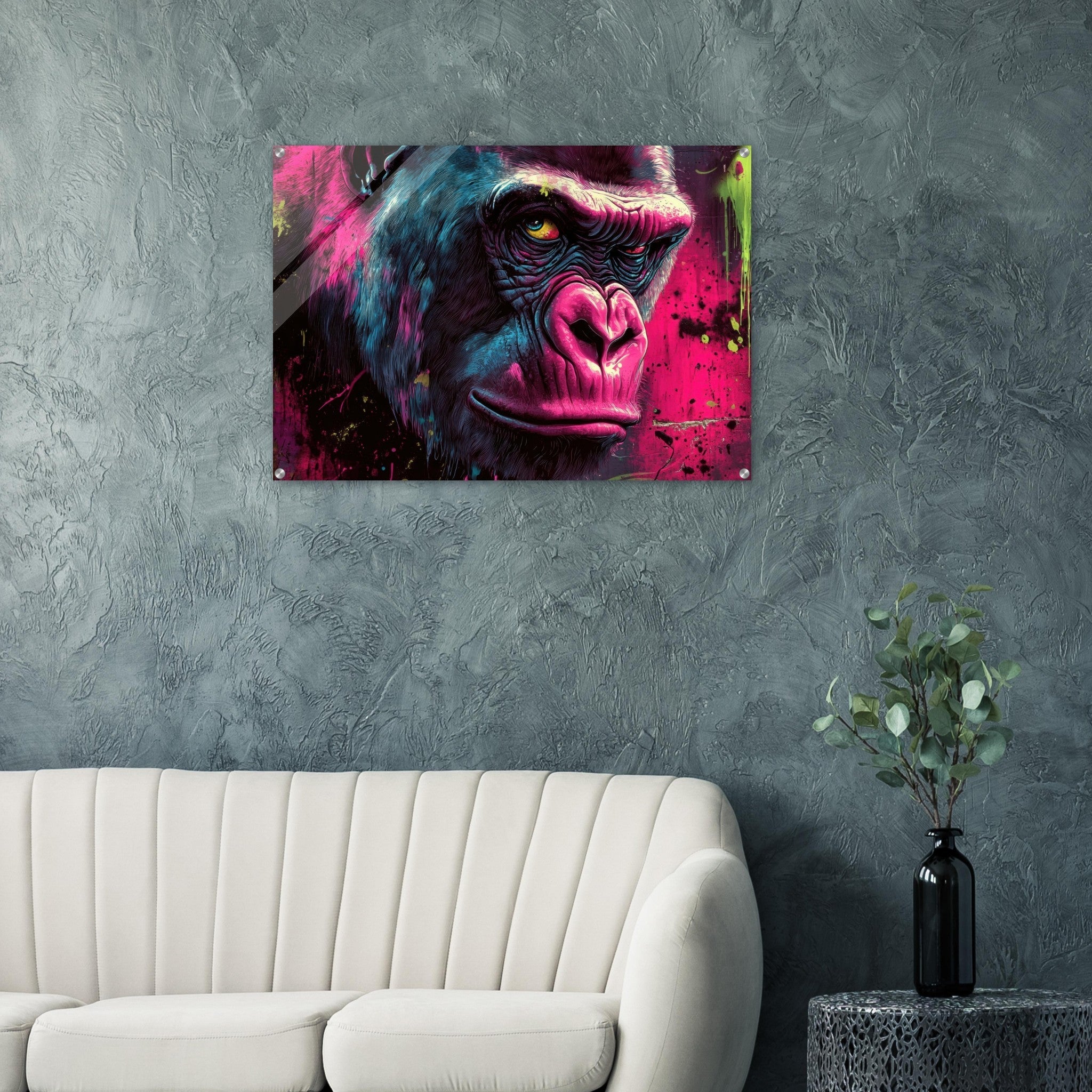 Acrylic Print Landscape - Graffiti - Style Street Art Gorilla A powerful 6 - Shop Ai Art WebShop - Digital Art online Store