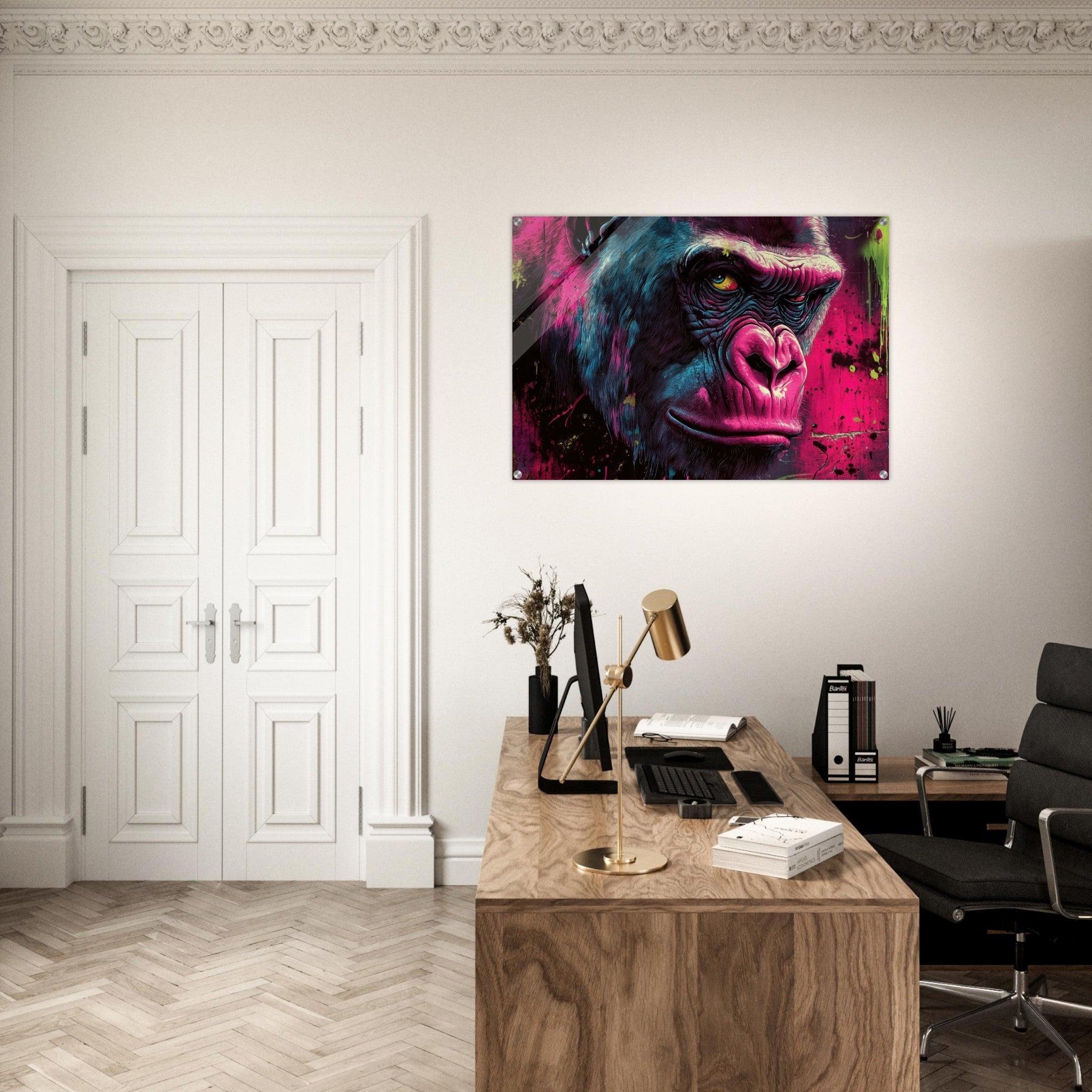 Acrylic Print Landscape - Graffiti - Style Street Art Gorilla A powerful 6 - Shop Ai Art WebShop - Digital Art online Store