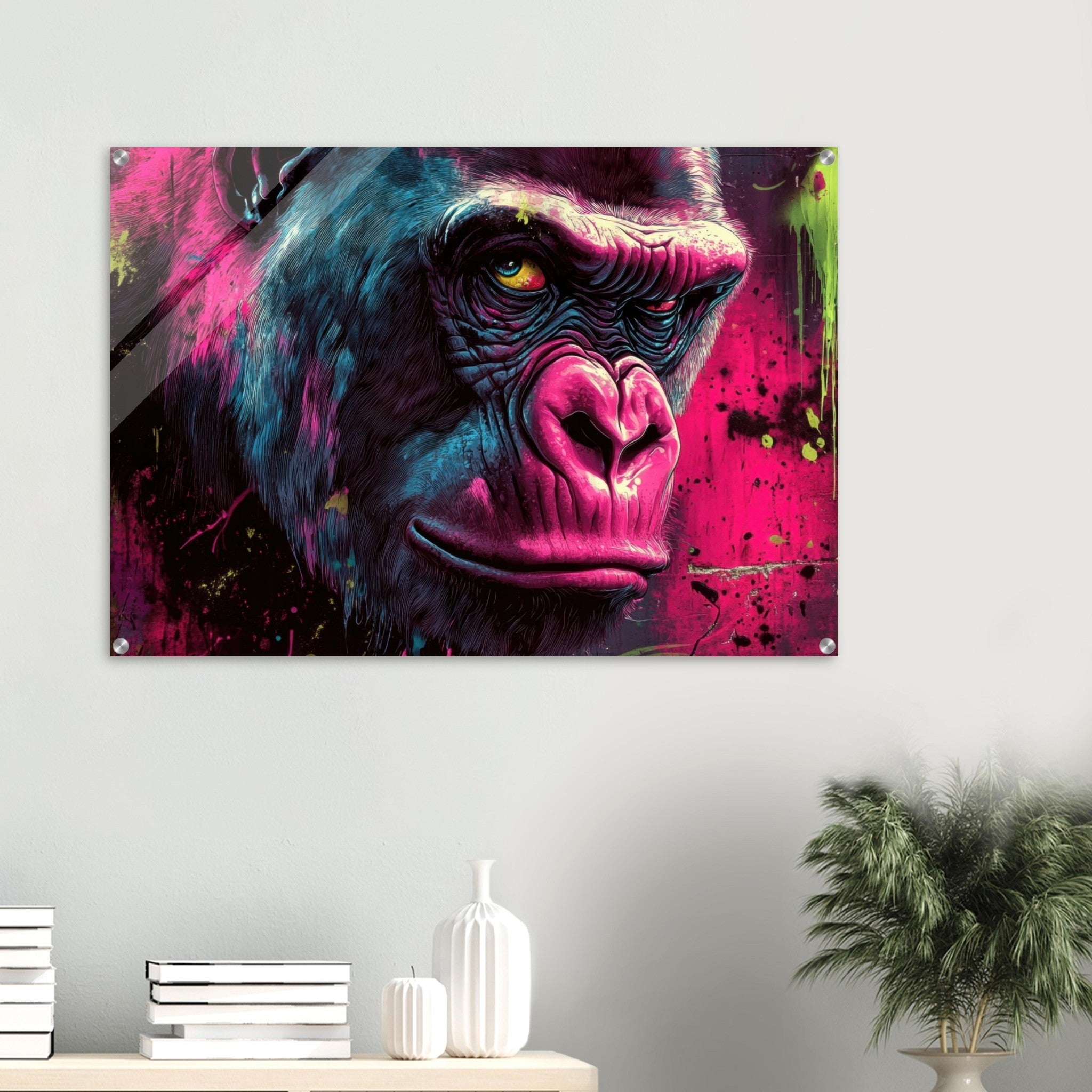 Acrylic Print Landscape - Graffiti - Style Street Art Gorilla A powerful 6 - Shop Ai Art WebShop - Digital Art online Store
