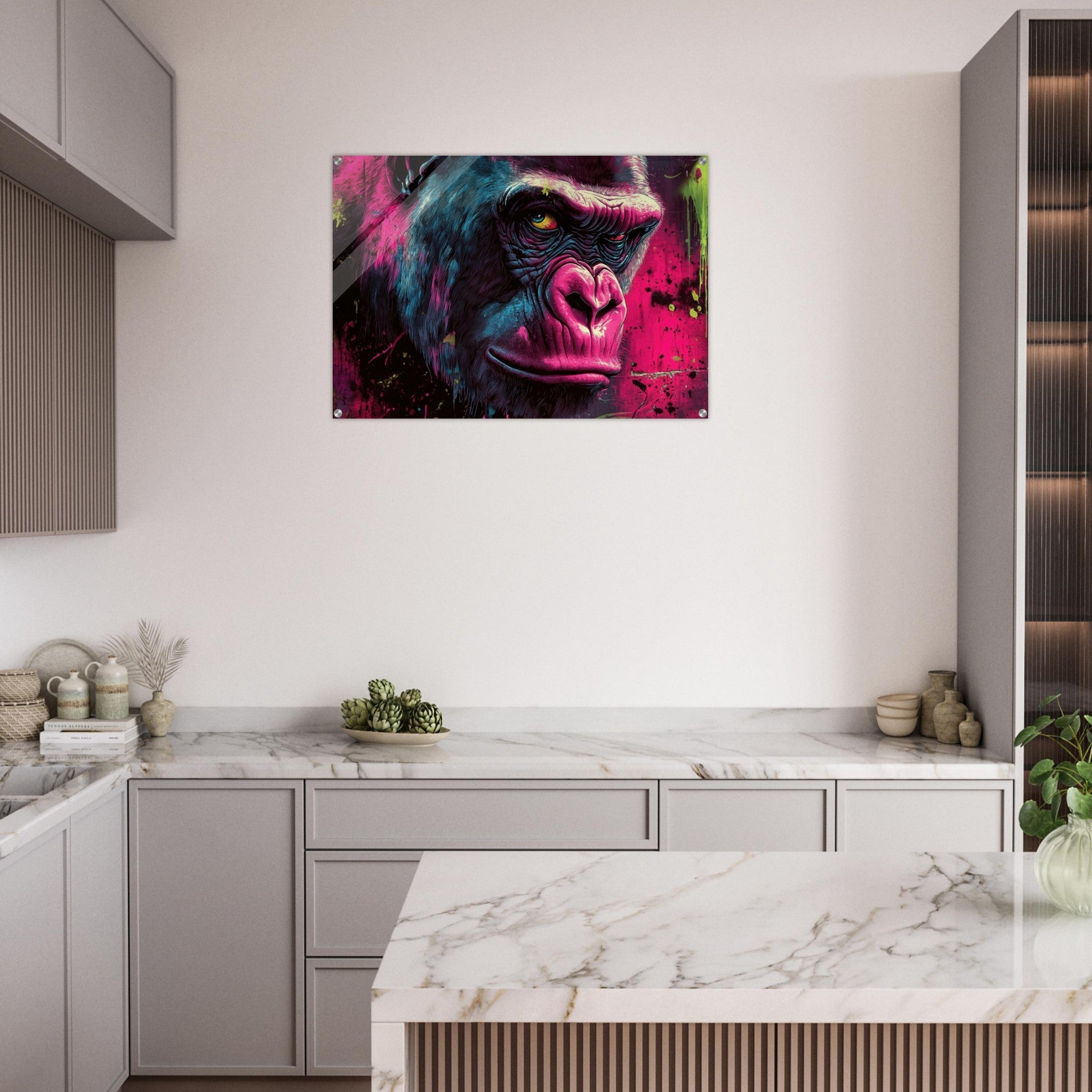 Acrylic Print Landscape - Graffiti - Style Street Art Gorilla A powerful 6 - Shop Ai Art WebShop - Digital Art online Store