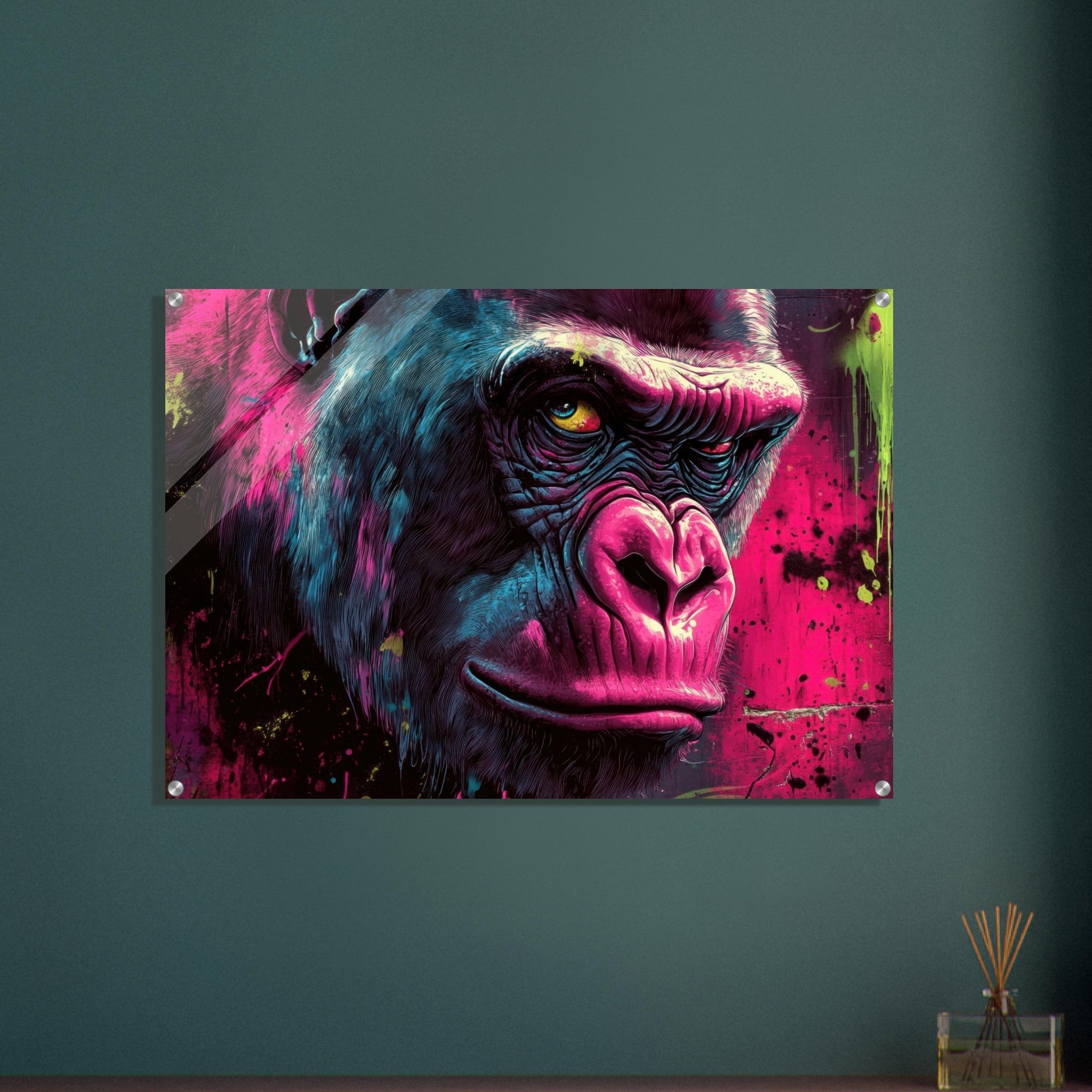 Acrylic Print Landscape - Graffiti - Style Street Art Gorilla A powerful 6 - Shop Ai Art WebShop - Digital Art online Store
