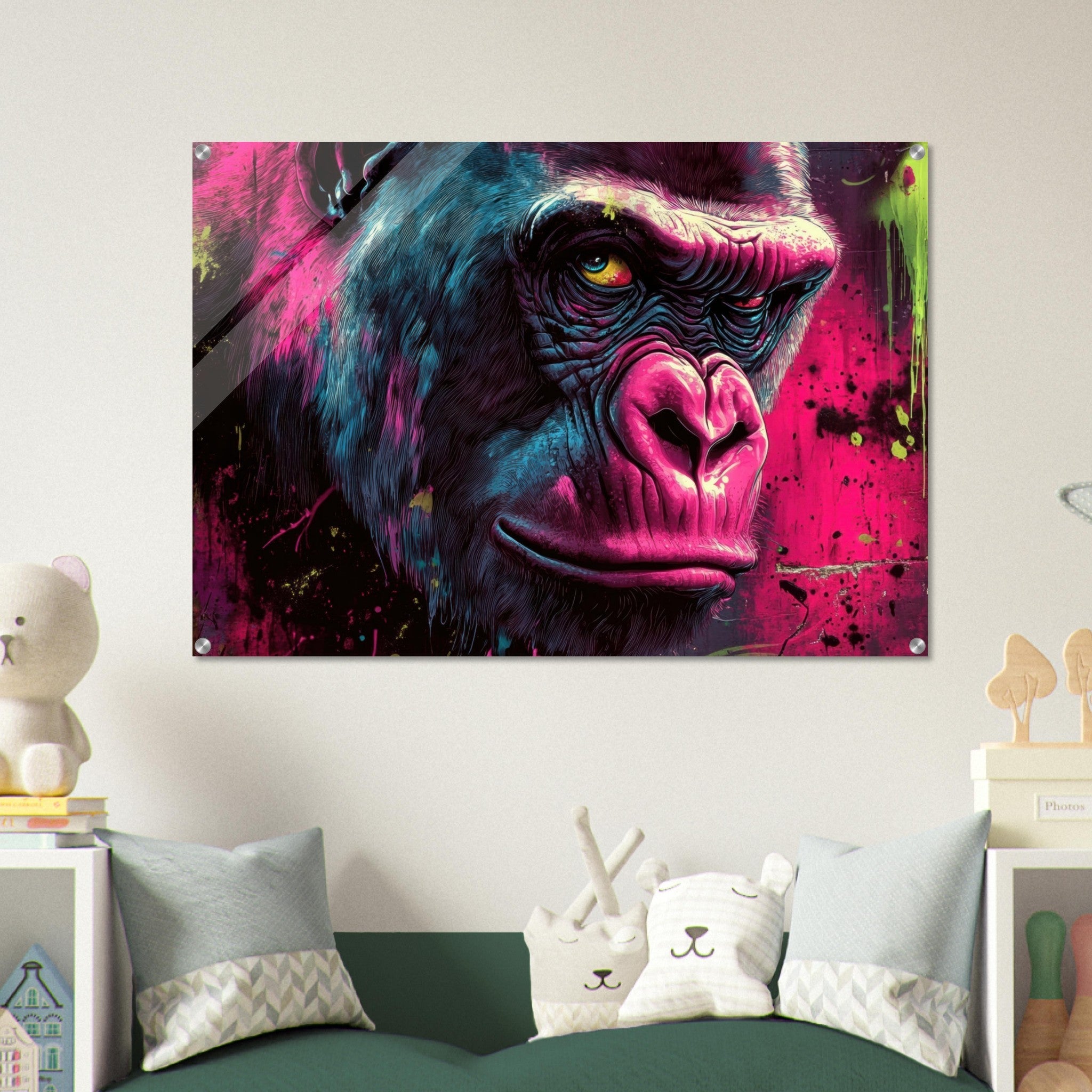 Acrylic Print Landscape - Graffiti - Style Street Art Gorilla A powerful 6 - Shop Ai Art WebShop - Digital Art online Store