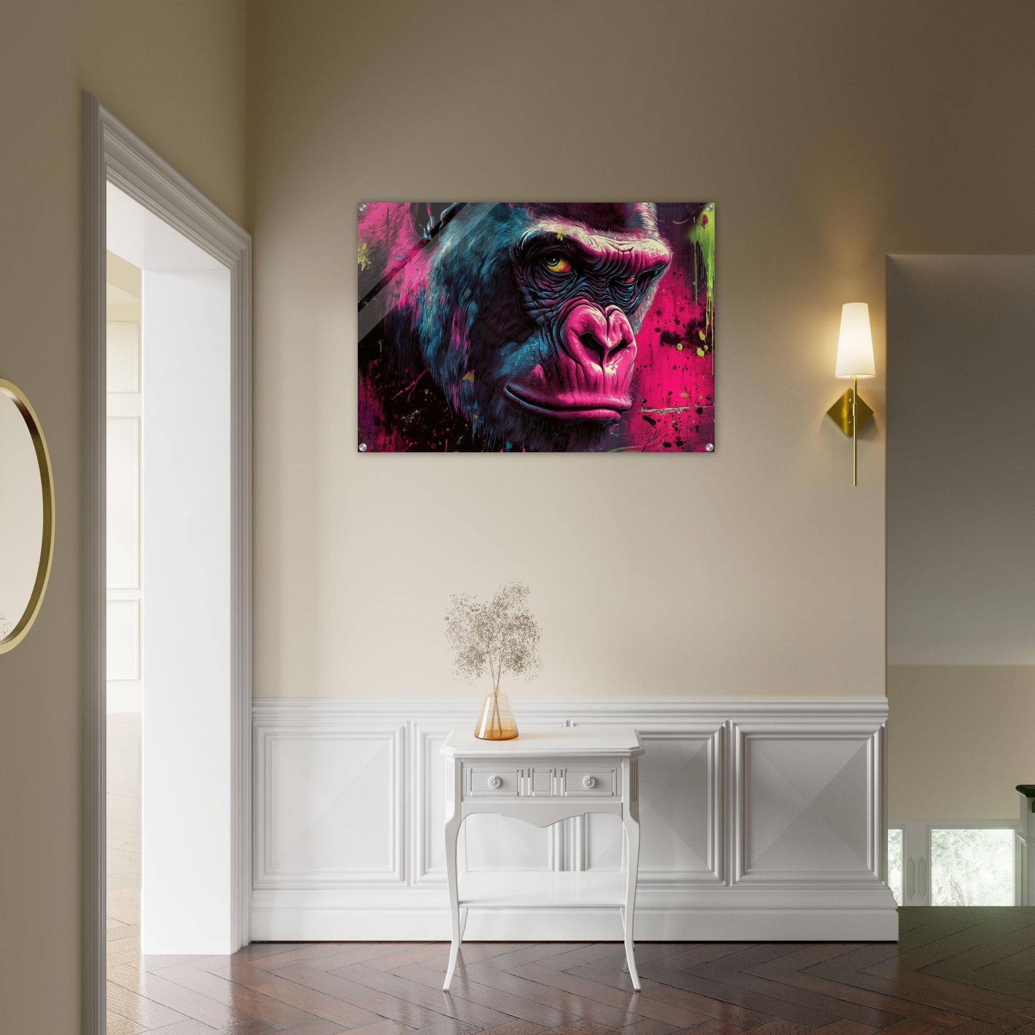 Acrylic Print Landscape - Graffiti - Style Street Art Gorilla A powerful 6 - Shop Ai Art WebShop - Digital Art online Store