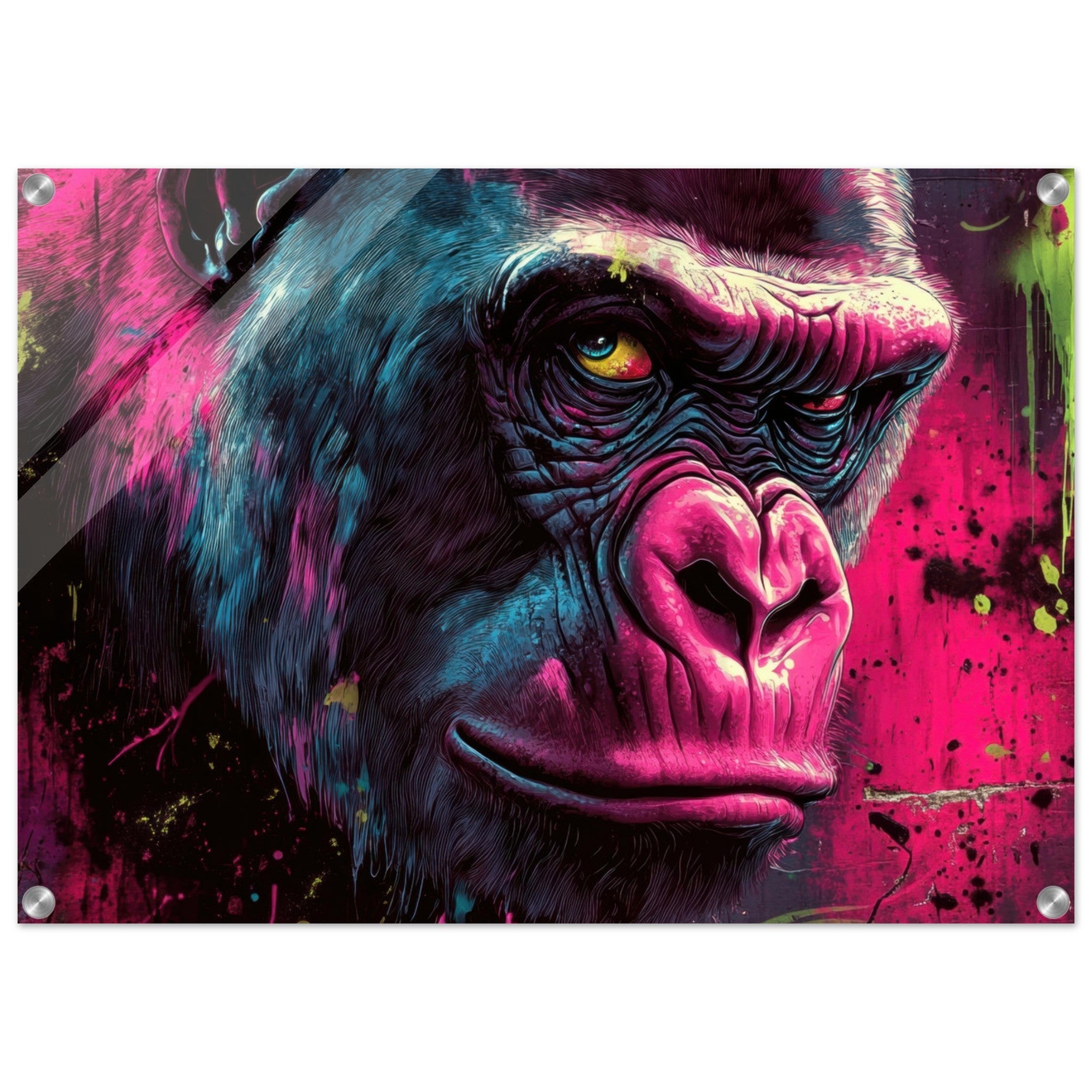 Acrylic Print Landscape - Graffiti - Style Street Art Gorilla A powerful 6 - Shop Ai Art WebShop - Digital Art online Store