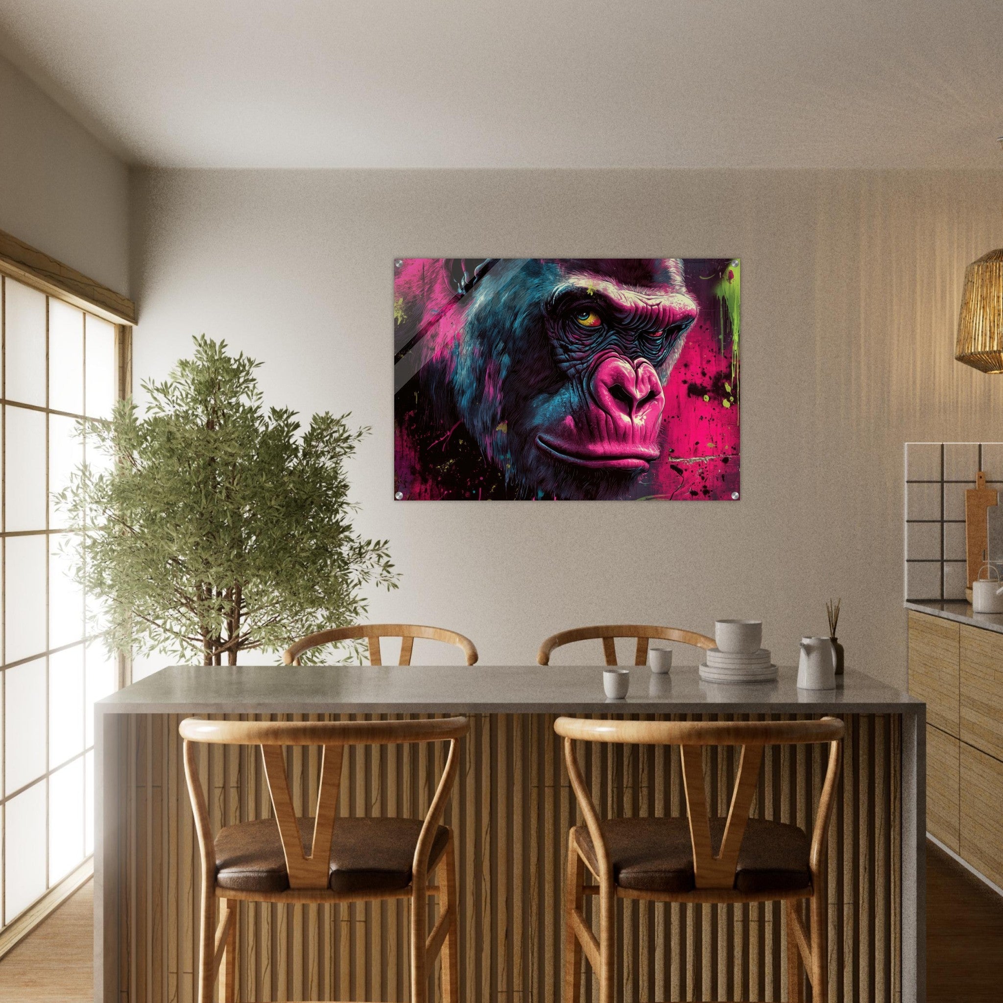 Acrylic Print Landscape - Graffiti - Style Street Art Gorilla A powerful 6 - Shop Ai Art WebShop - Digital Art online Store