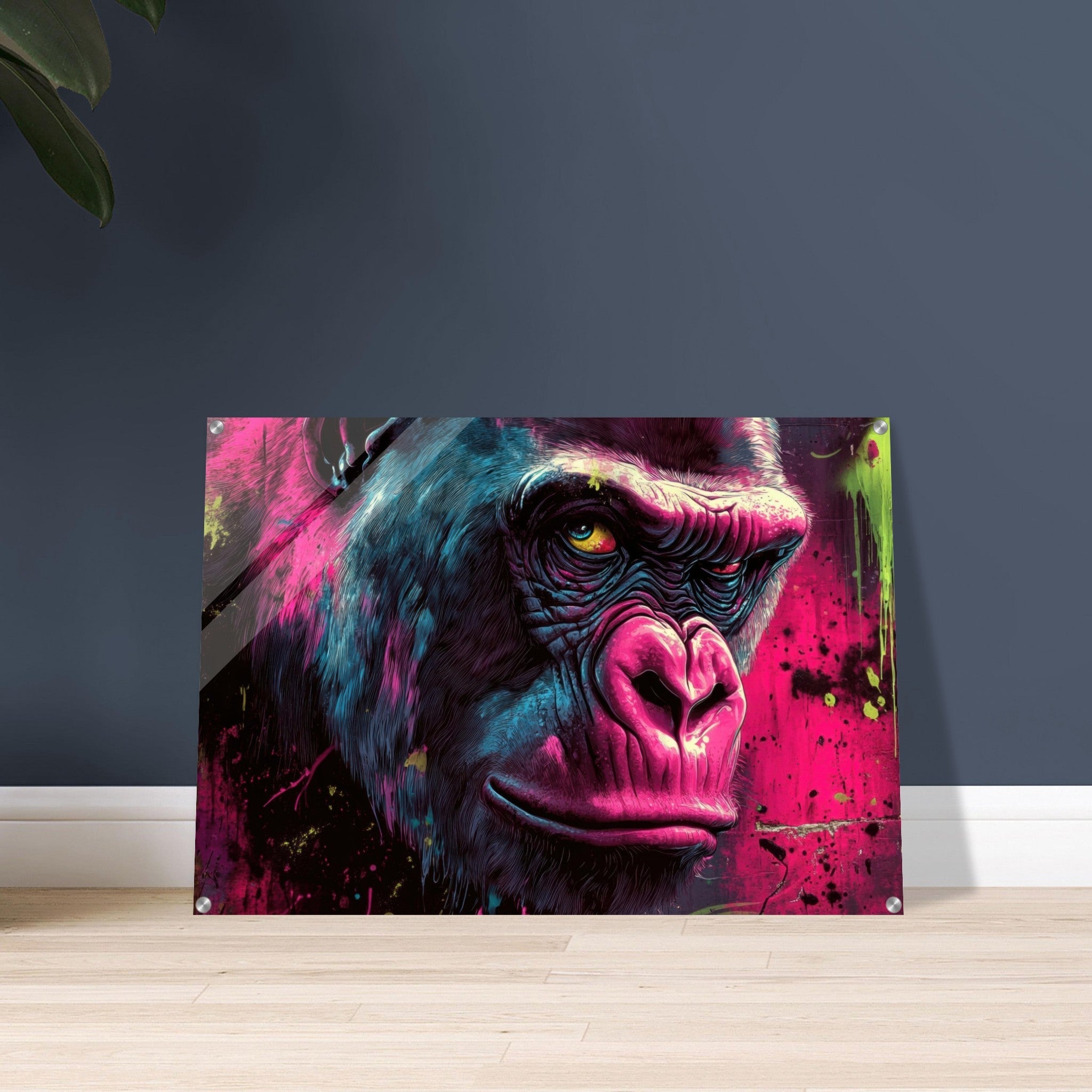 Acrylic Print Landscape - Graffiti - Style Street Art Gorilla A powerful 6 - Shop Ai Art WebShop - Digital Art online Store