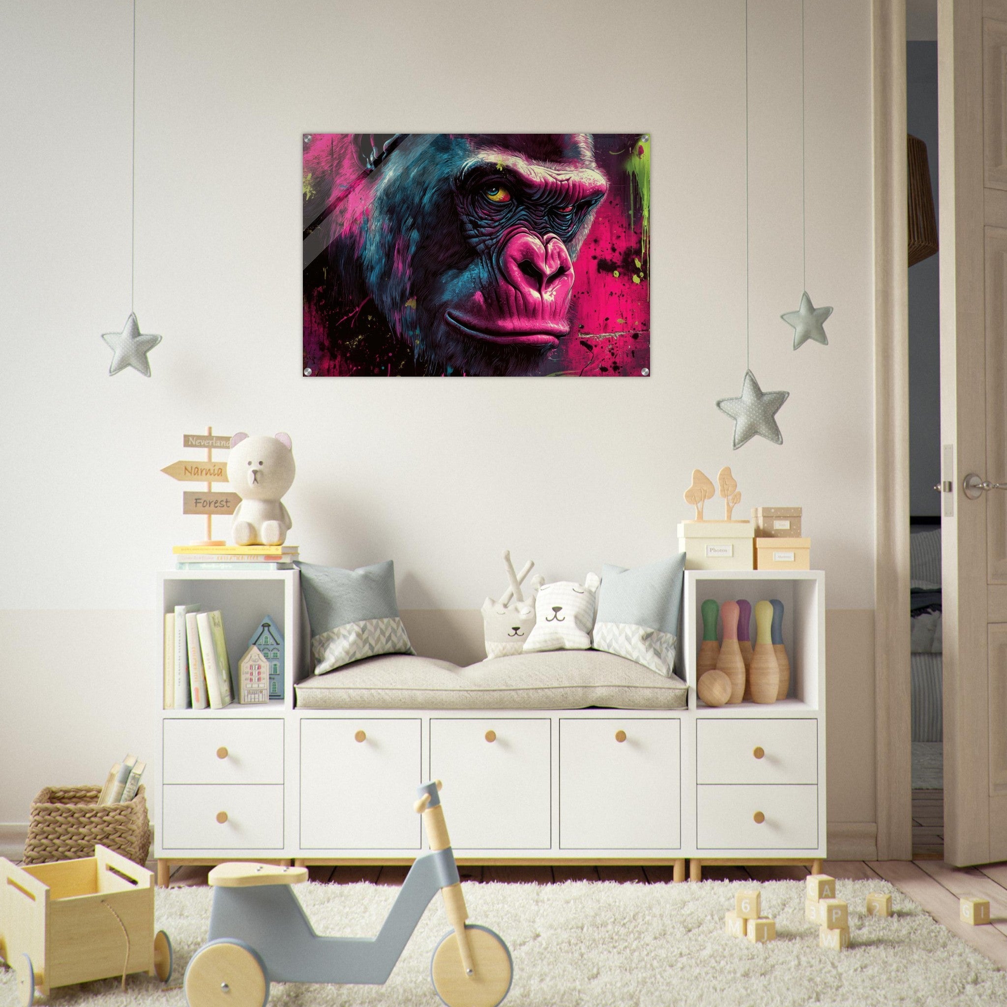 Acrylic Print Landscape - Graffiti - Style Street Art Gorilla A powerful 6 - Shop Ai Art WebShop - Digital Art online Store