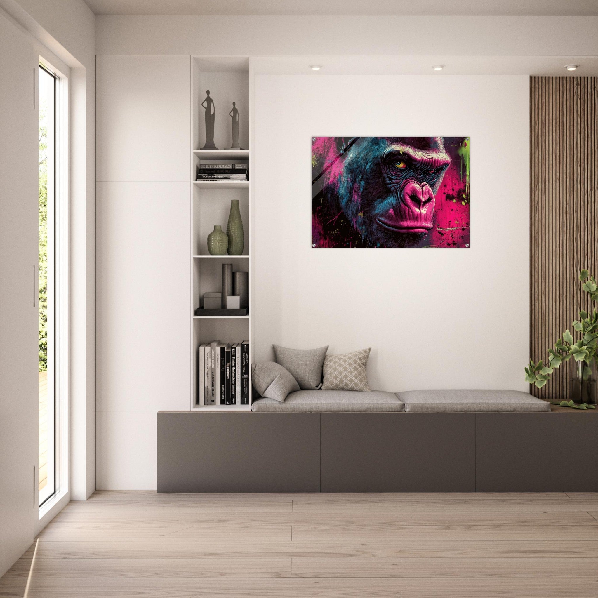 Acrylic Print Landscape - Graffiti - Style Street Art Gorilla A powerful 6 - Shop Ai Art WebShop - Digital Art online Store