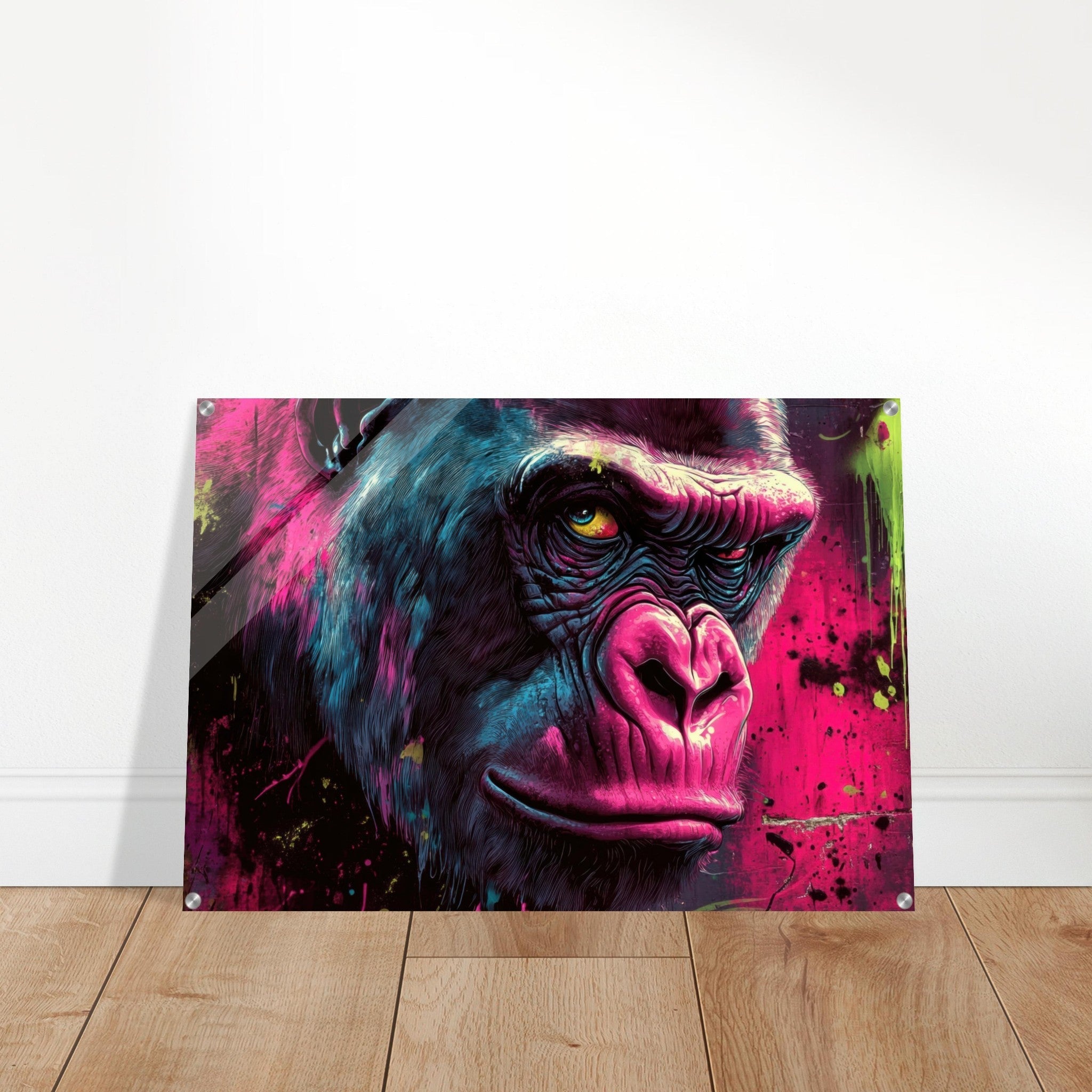 Acrylic Print Landscape - Graffiti - Style Street Art Gorilla A powerful 6 - Shop Ai Art WebShop - Digital Art online Store