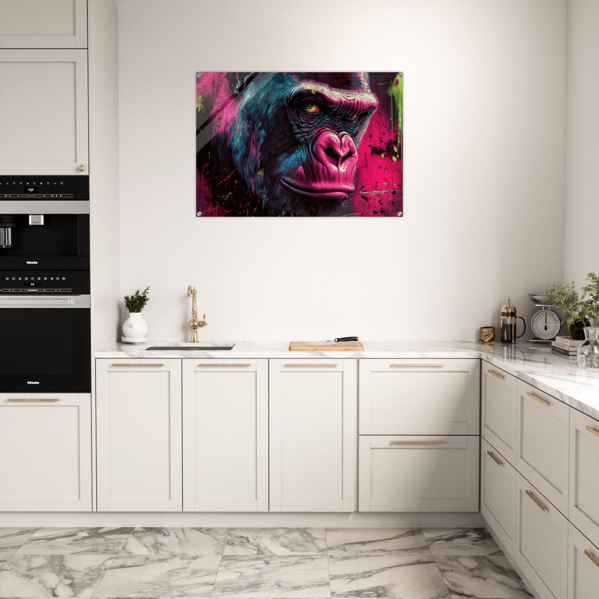 Acrylic Print Landscape - Graffiti - Style Street Art Gorilla A powerful 6 - Shop Ai Art WebShop - Digital Art online Store