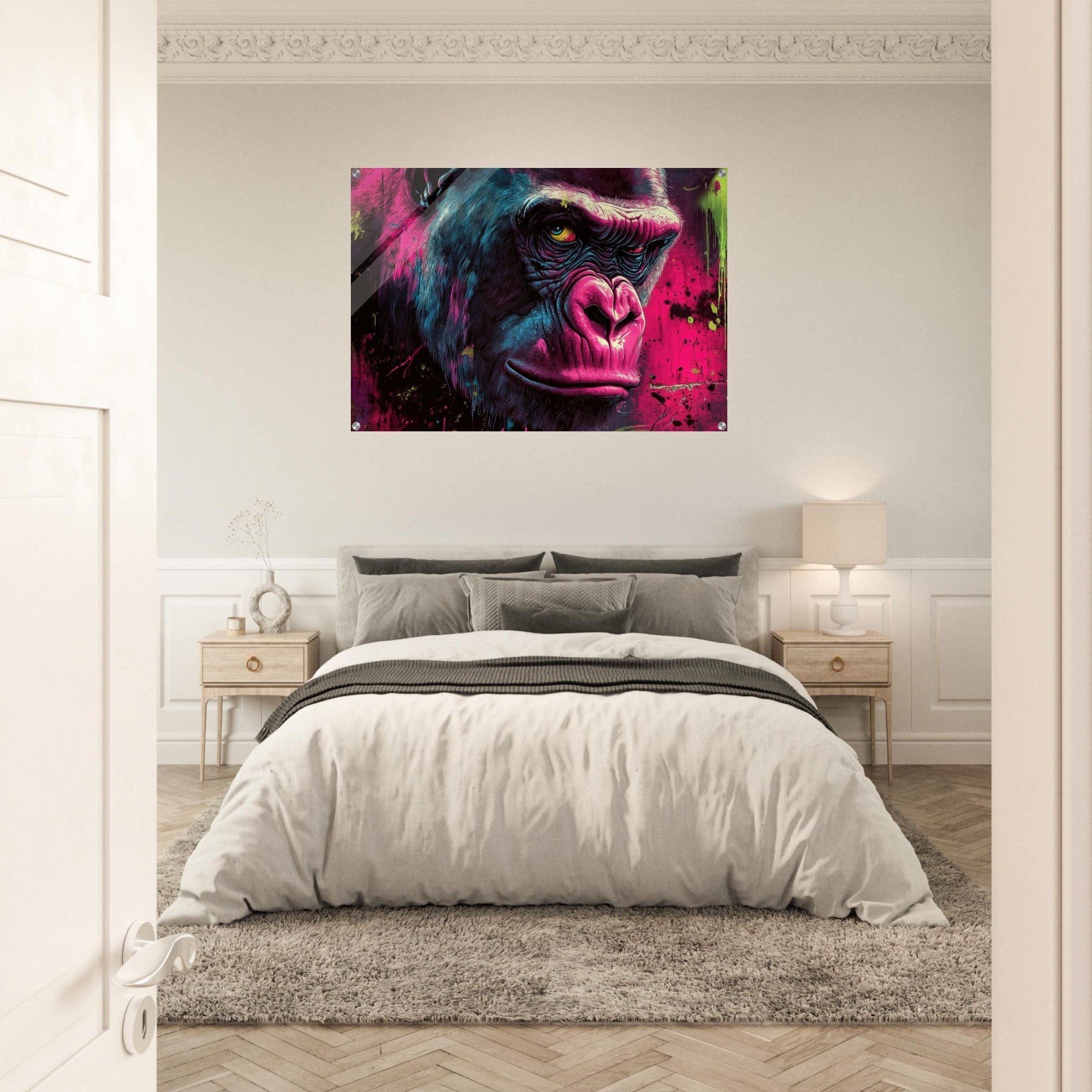 Acrylic Print Landscape - Graffiti - Style Street Art Gorilla A powerful 6 - Shop Ai Art WebShop - Digital Art online Store