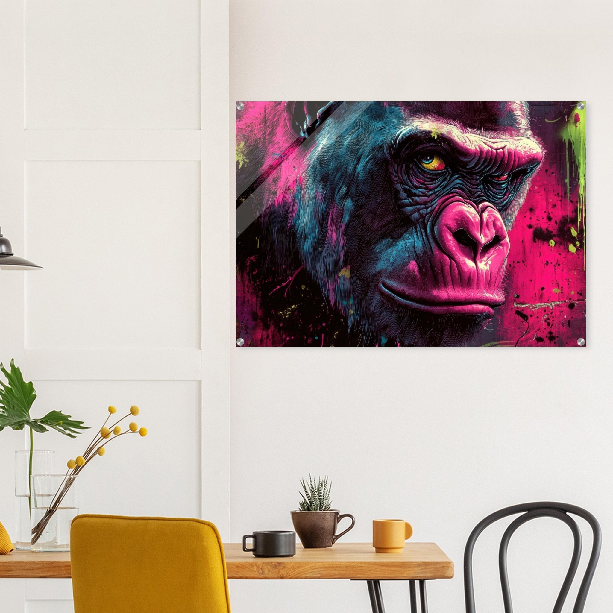 Acrylic Print Landscape - Graffiti - Style Street Art Gorilla A powerful 6 - Shop Ai Art WebShop - Digital Art online Store