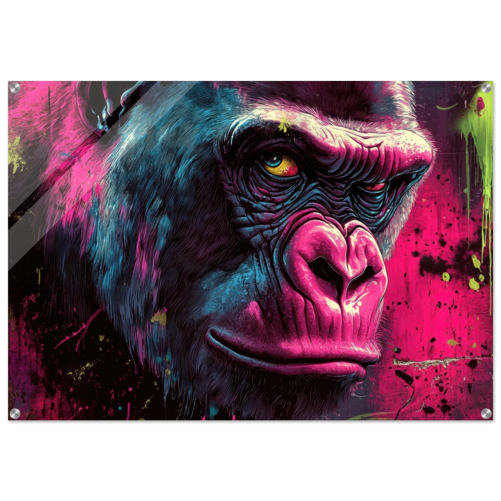 Acrylic Print Landscape - Graffiti - Style Street Art Gorilla A powerful 6 - Shop Ai Art WebShop - Digital Art online Store