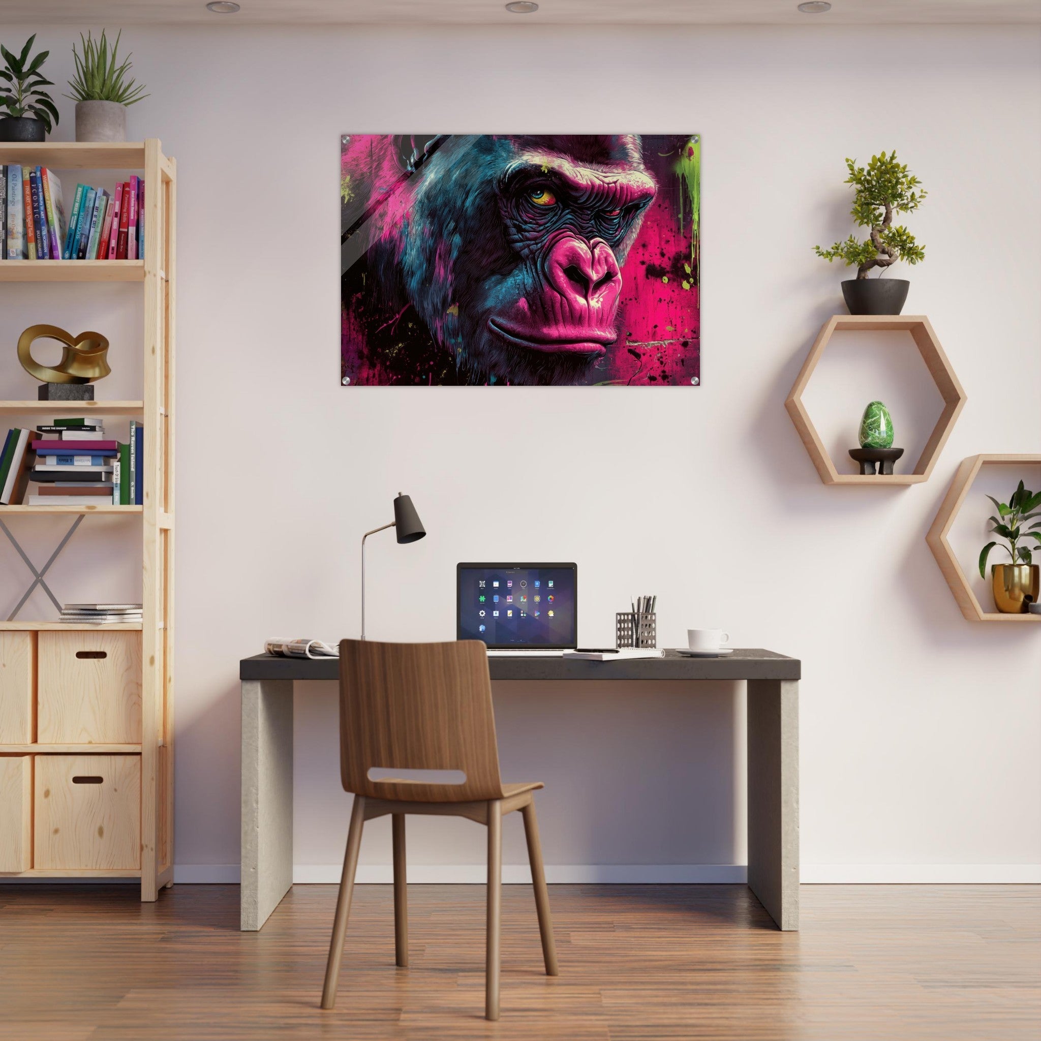 Acrylic Print Landscape - Graffiti - Style Street Art Gorilla A powerful 6 - Shop Ai Art WebShop - Digital Art online Store